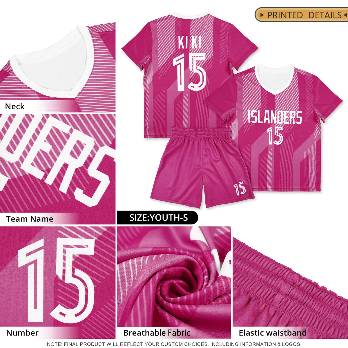 Custom Pink White Training Uniform Soccer Sets Jersey
