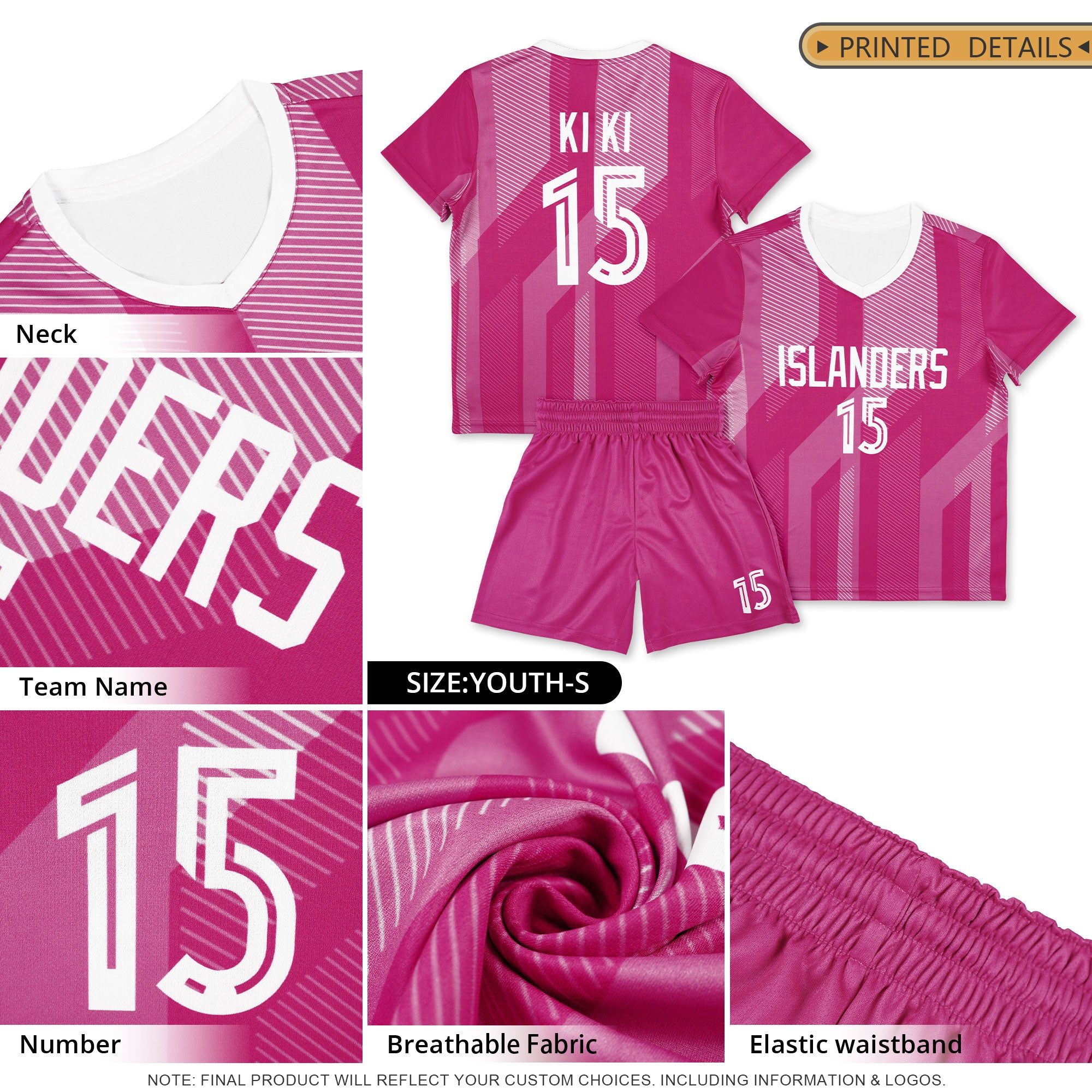 Custom Pink White Training Uniform Soccer Sets Jersey
