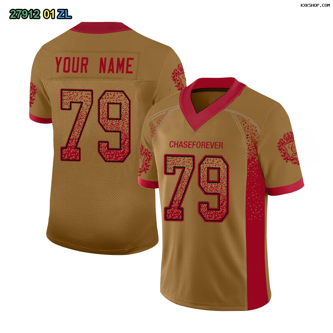 Fans-Made | Custom Old Gold Red-Black Drift Fashion Mesh Authentic Football Jersey