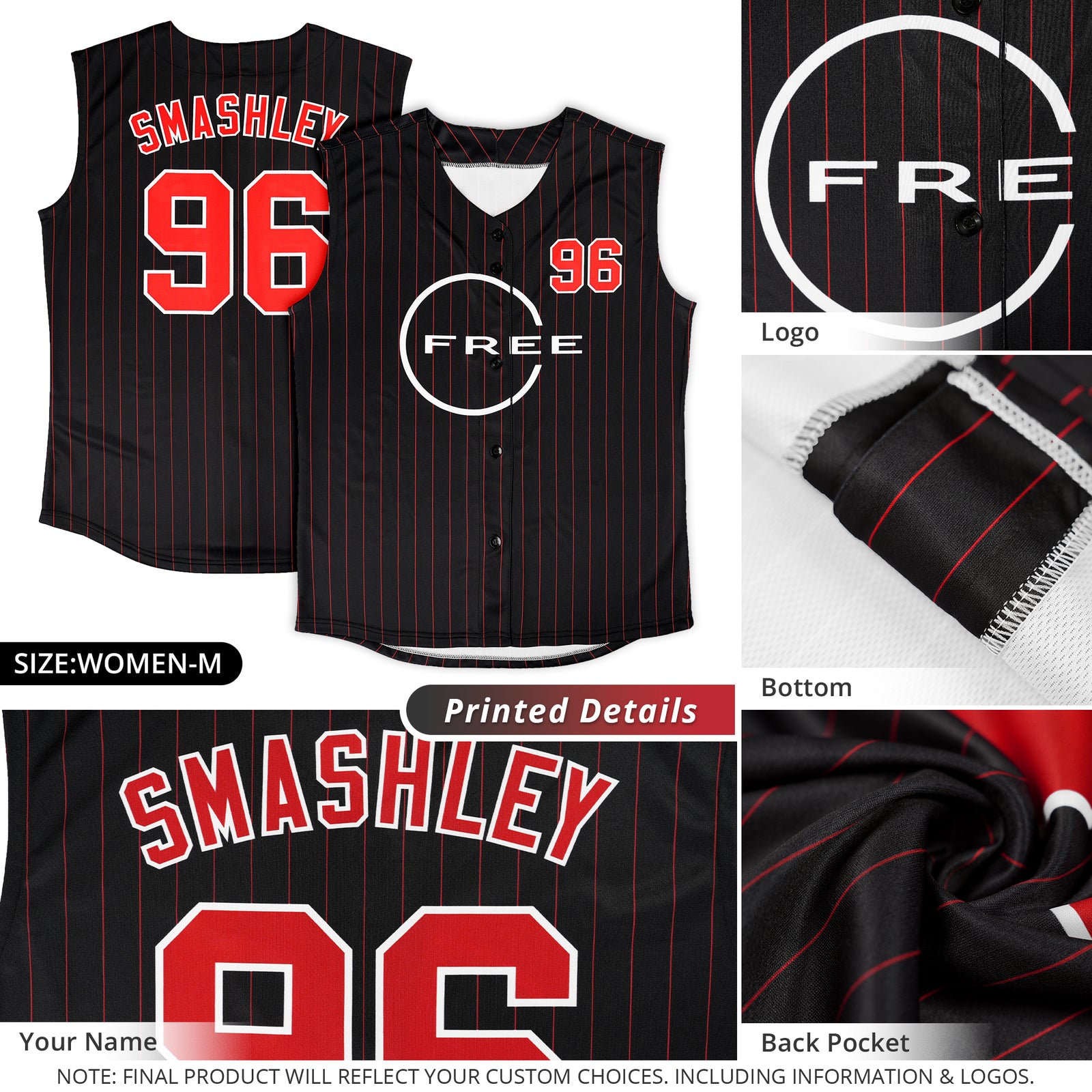 Custom Black Red-White Sleeveless Stripe Fashion Baseball Jersey
