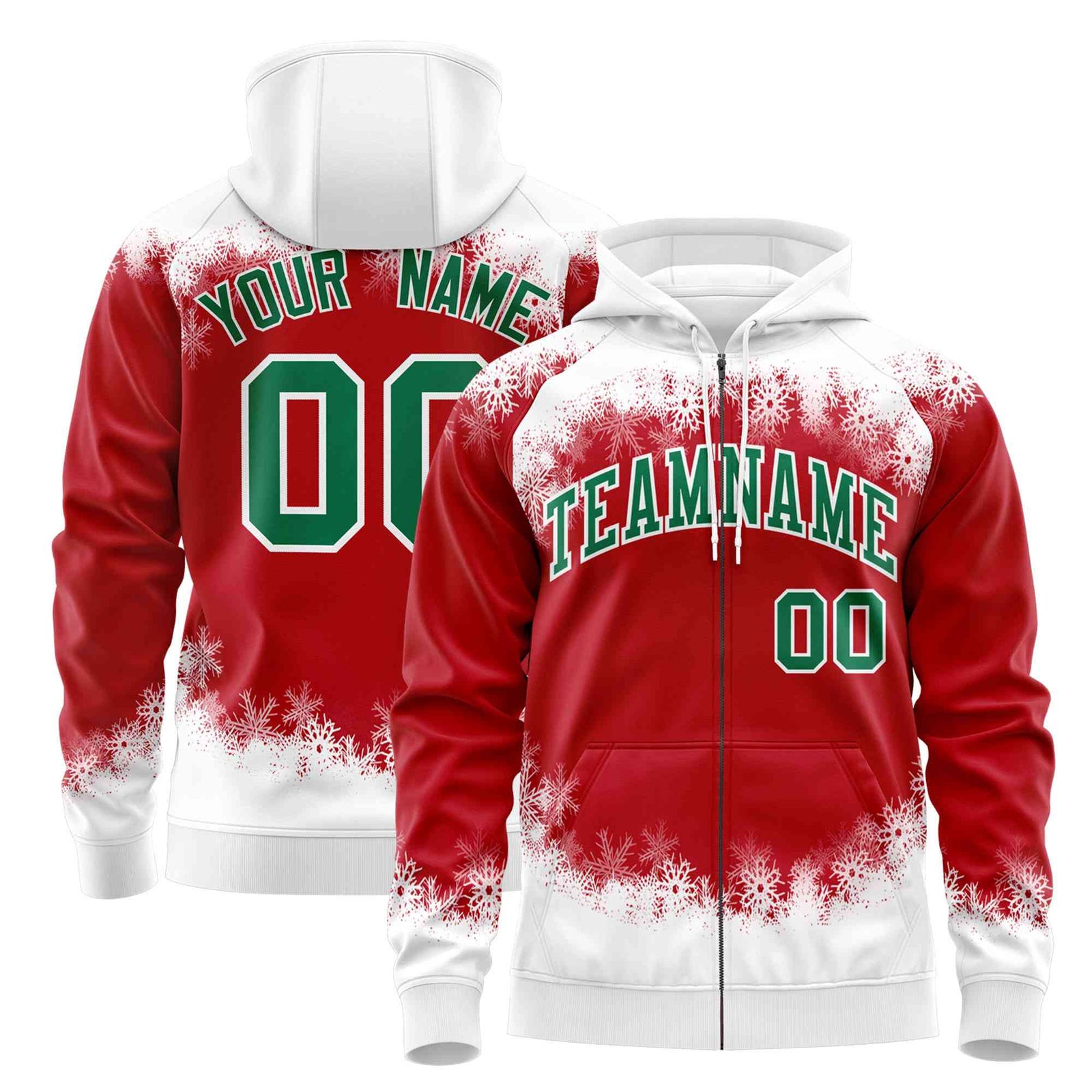 Custom Red White Christmas Graffiti Pattern Athletic Pullover Hoodie