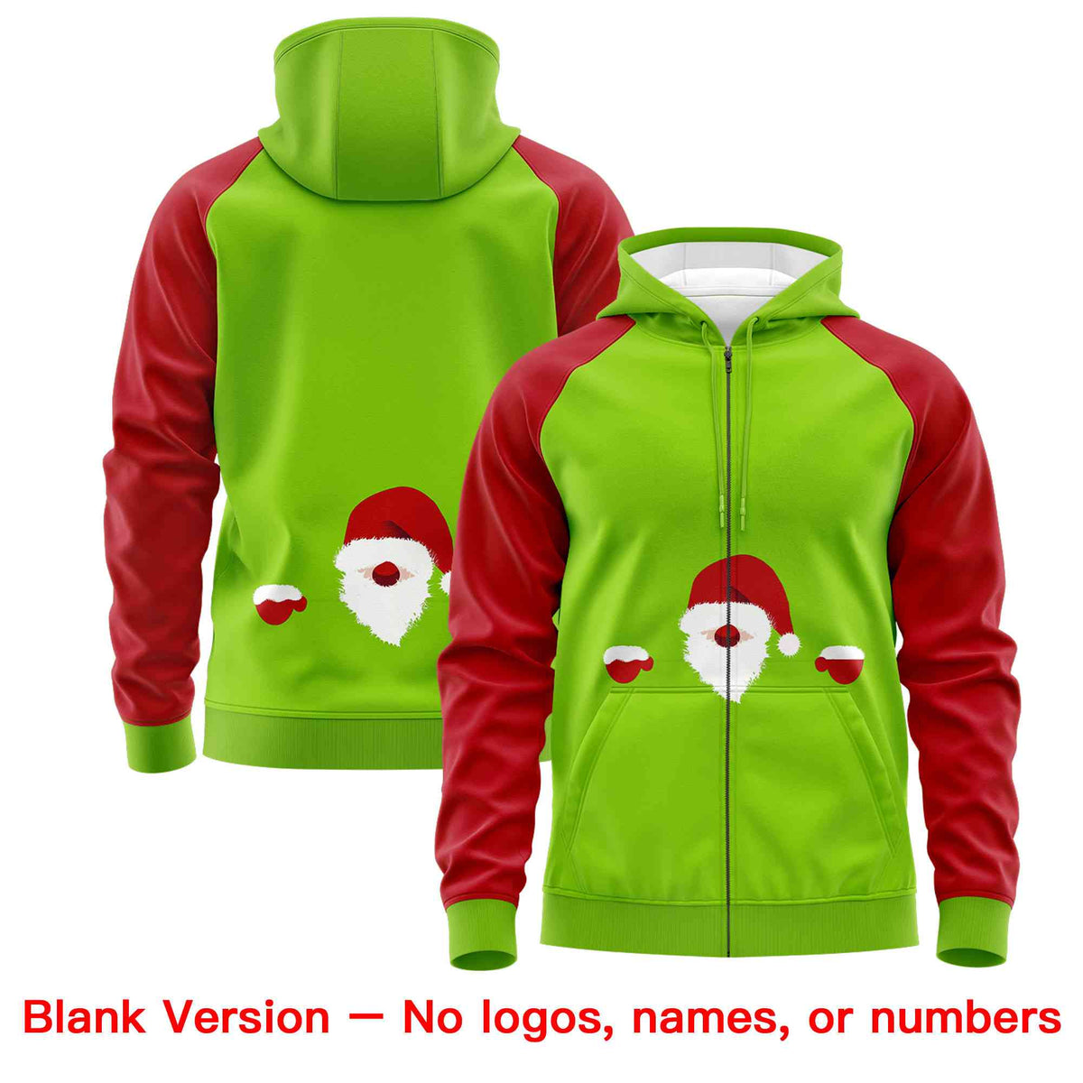 Custom Neon Green Red Christmas Graffiti Pattern Athletic Pullover Hoodie