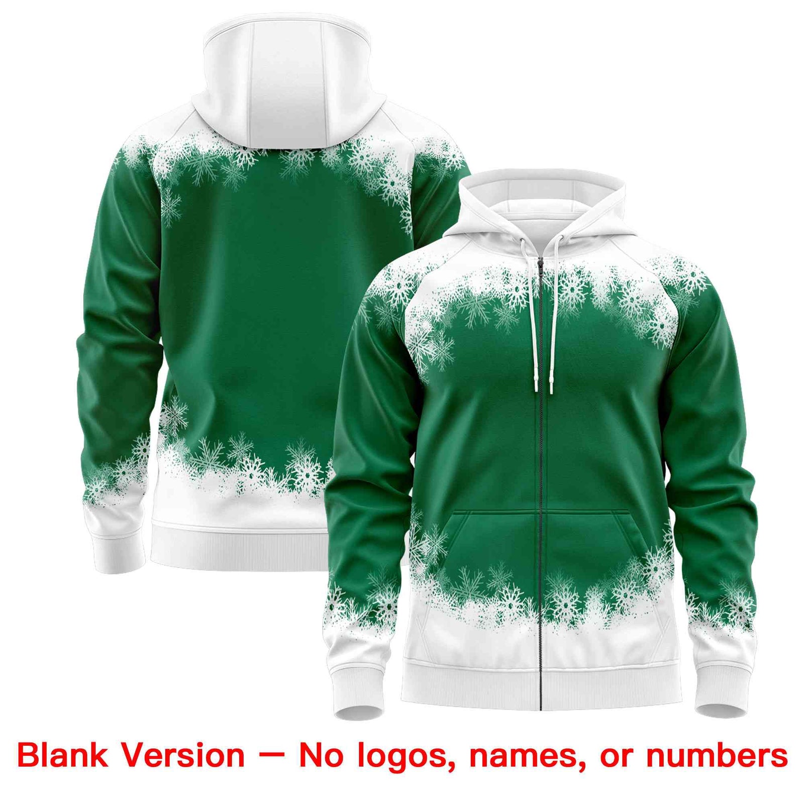 Custom Kelly Green White Christmas Graffiti Pattern Athletic Full-Zip Hoodie