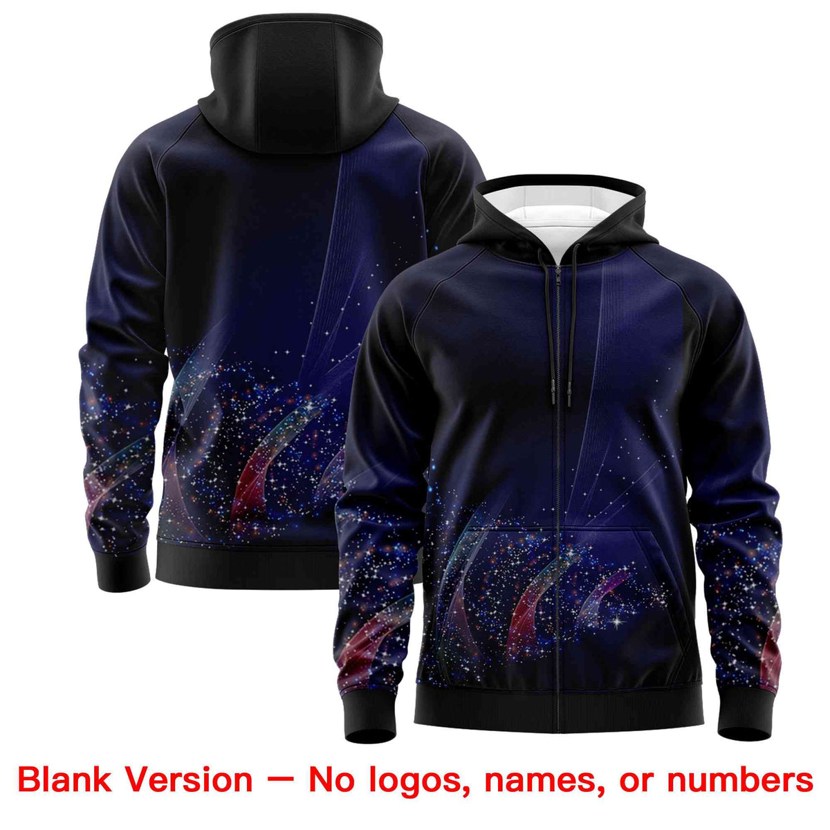 Custom Black Red Christmas Graffiti Pattern Athletic Full-Zip Hoodie