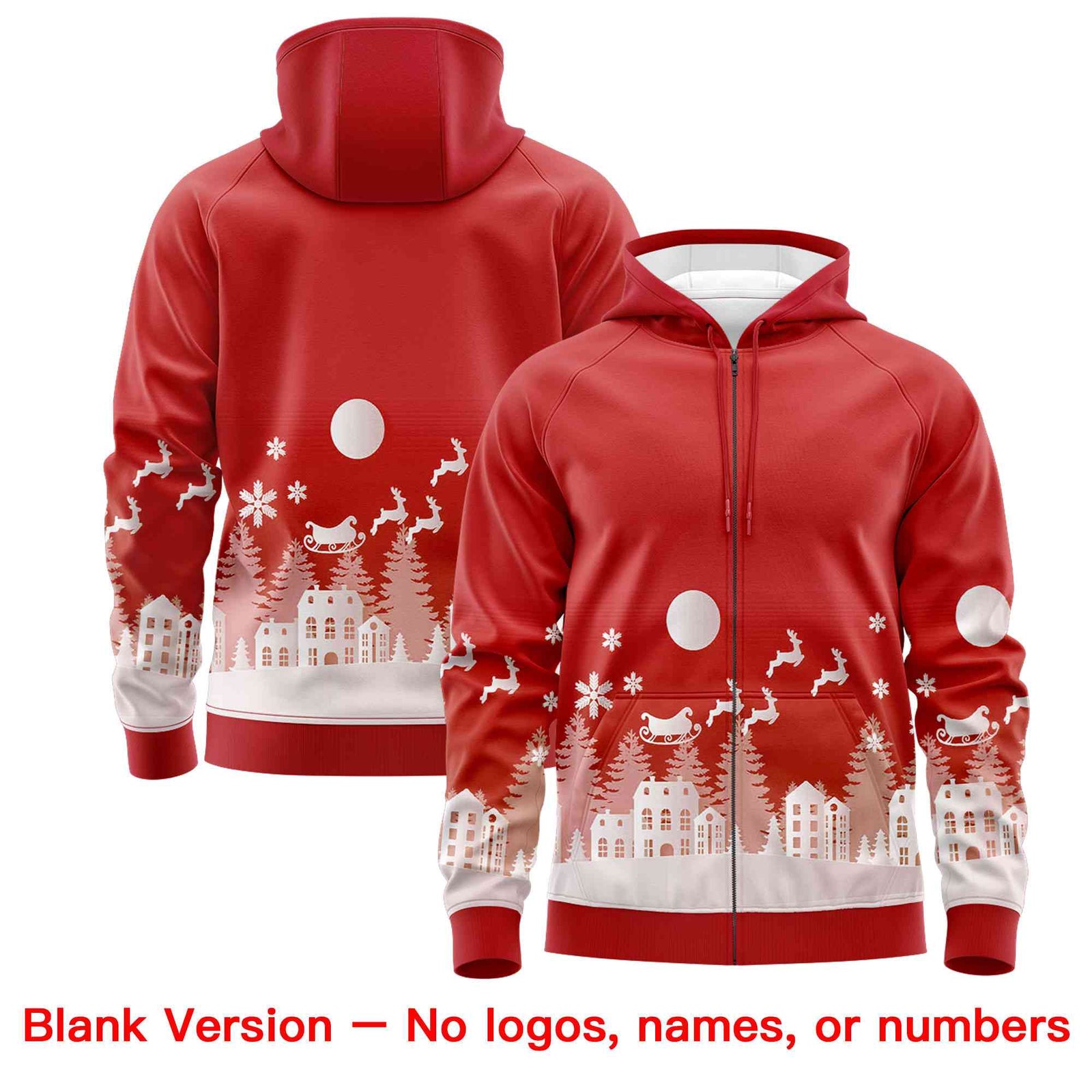 Custom Red Kelly Green Christmas Graffiti Pattern Athletic Pullover Hoodie
