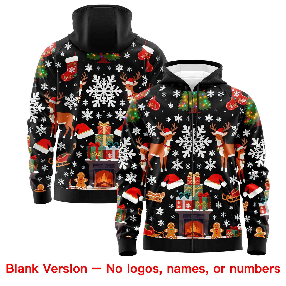 Custom Black White Christmas Graffiti Pattern Athletic Pullover Hoodie| KXKSHOP