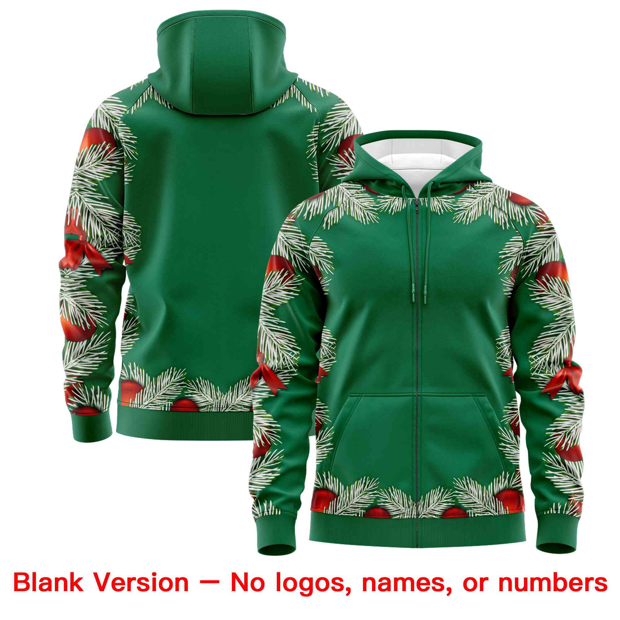 Custom Kelly Green Red Christmas Graffiti Pattern Athletic Full-Zip Hoodie| KXKSHOP
