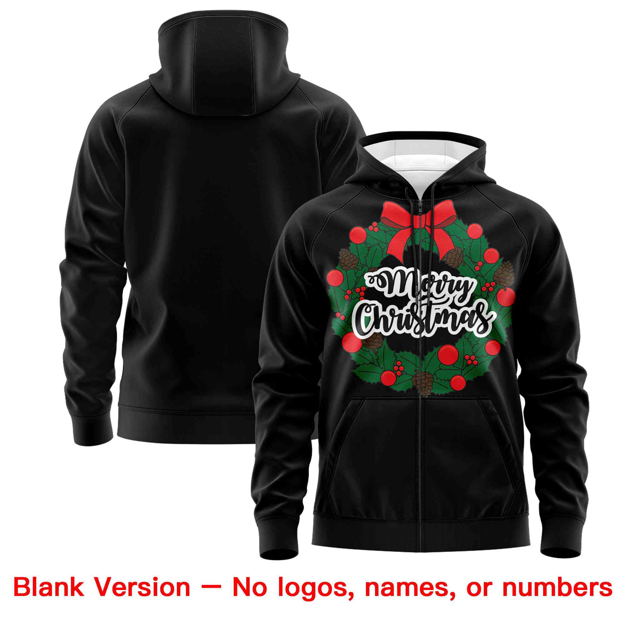 Custom Black Red Christmas Graffiti Pattern Athletic Pullover Hoodie| KXKSHOP