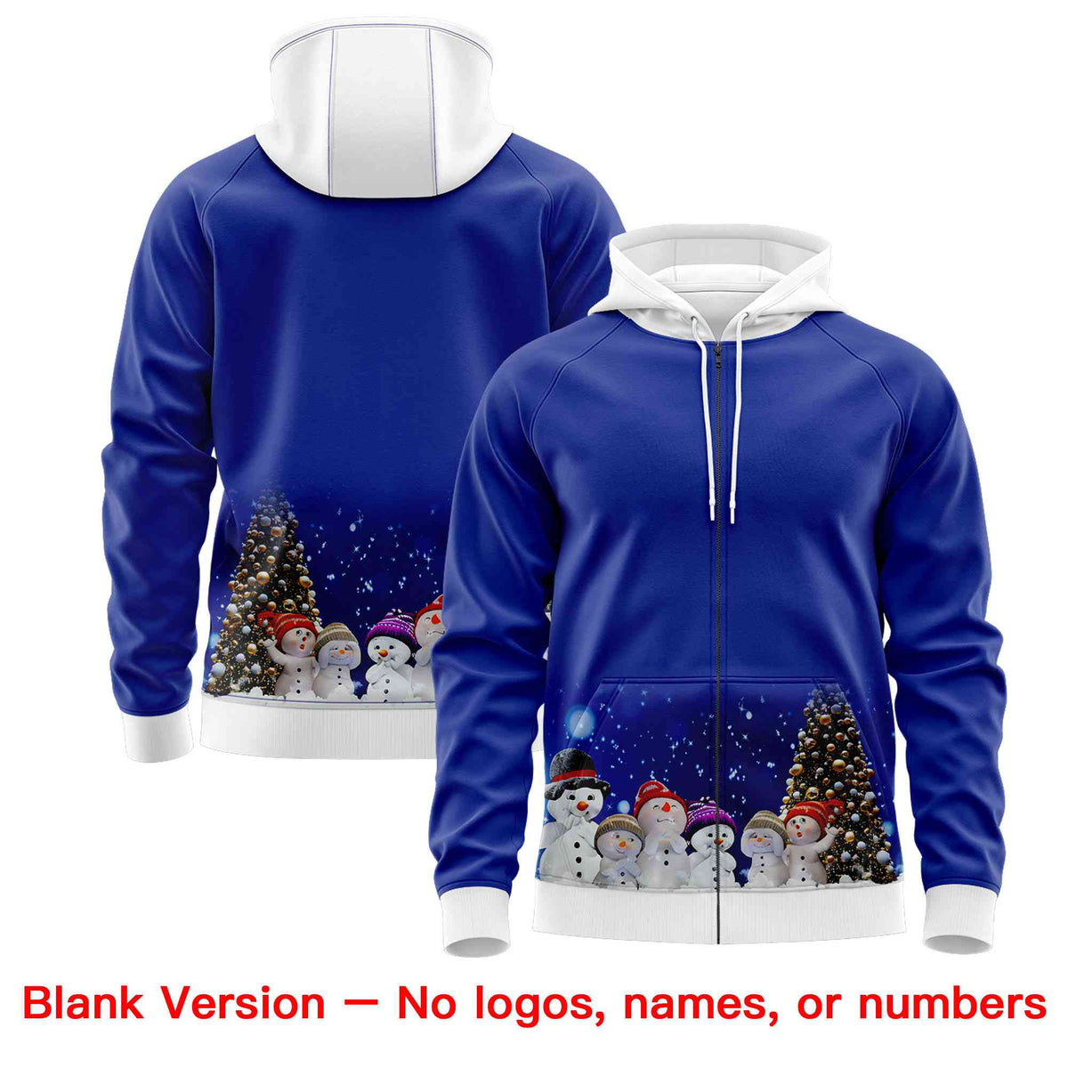 Custom Royal Blue White Christmas Graffiti Pattern Athletic Pullover Hoodie| KXKSHOP