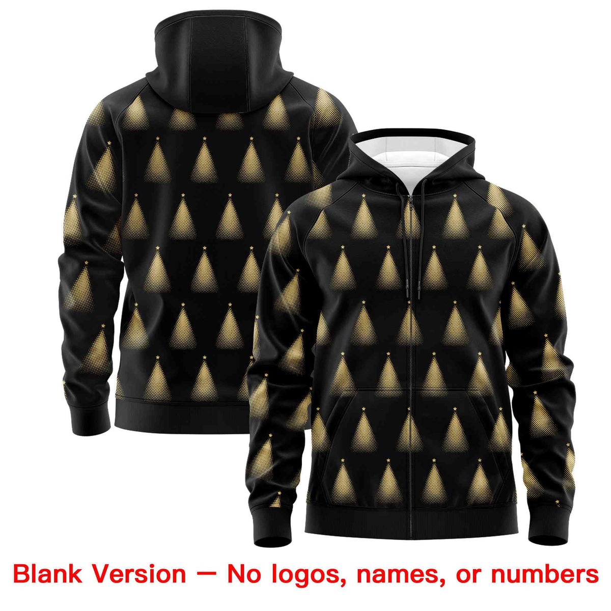 Custom Black Khaki Christmas Graffiti Pattern Athletic Full-Zip Hoodie| KXKSHOP