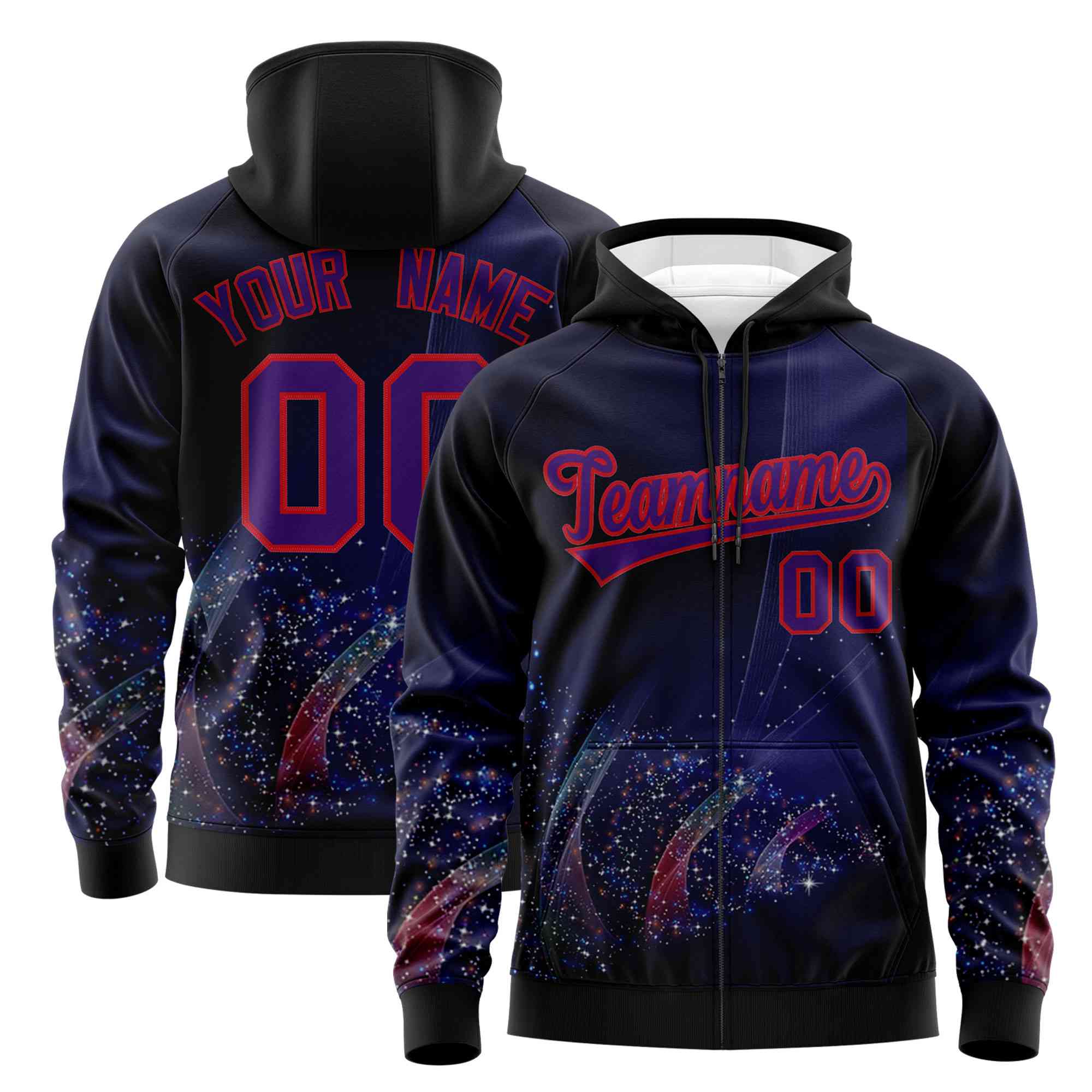 Custom Black Red Christmas Graffiti Pattern Athletic Pullover Hoodie| KXKSHOP