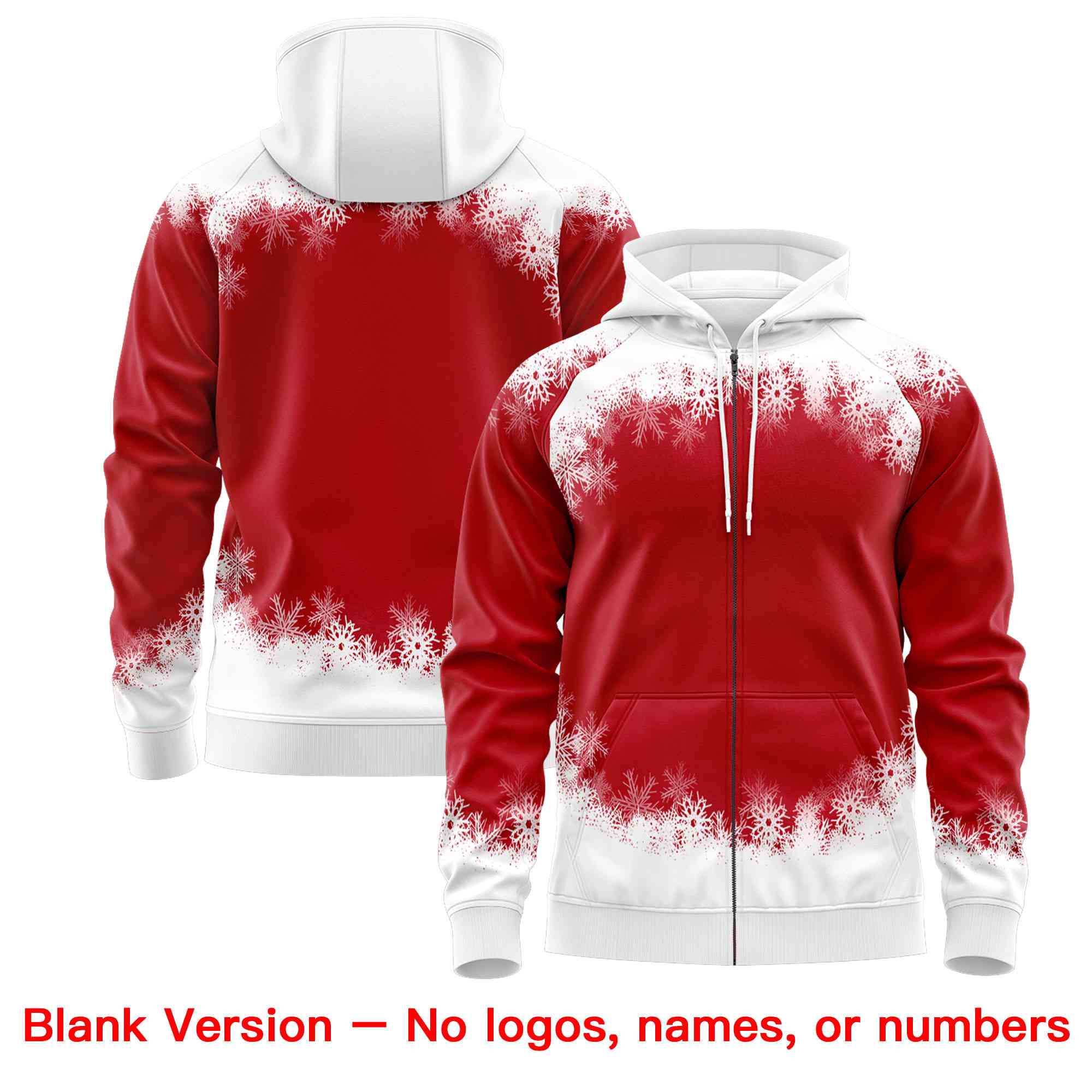 Custom Red White Christmas Graffiti Pattern Athletic Full-Zip Hoodie| KXKSHOP