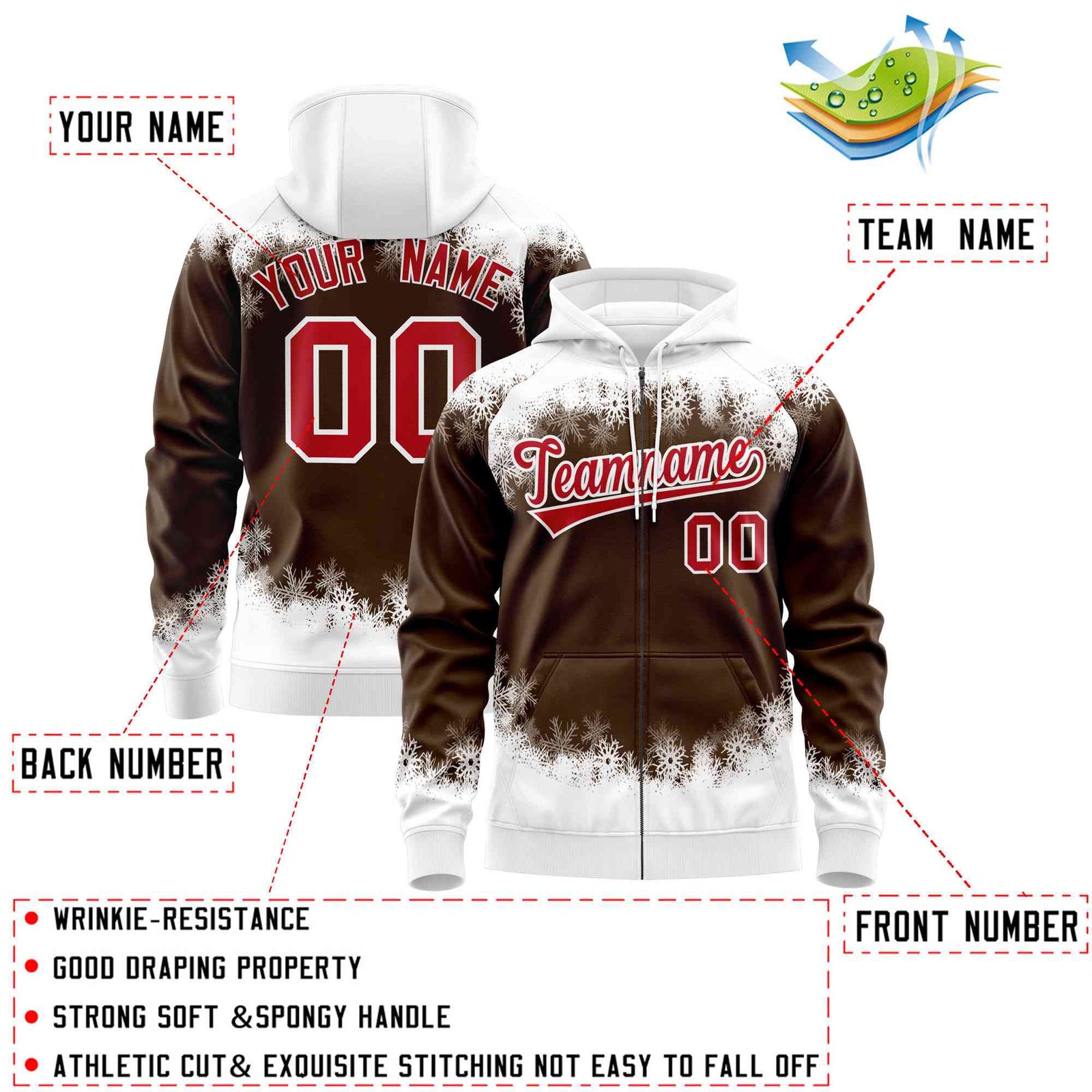 Custom Light Brown White Christmas Graffiti Pattern Athletic Pullover Hoodie| KXKSHOP