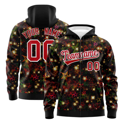 Ships Free Custom Black Red Christmas Graffiti Pattern Athletic Full-Zip Hoodie all-productcustom-christmas-day-jerseysfamily-matching-jerseyshoodiehoo