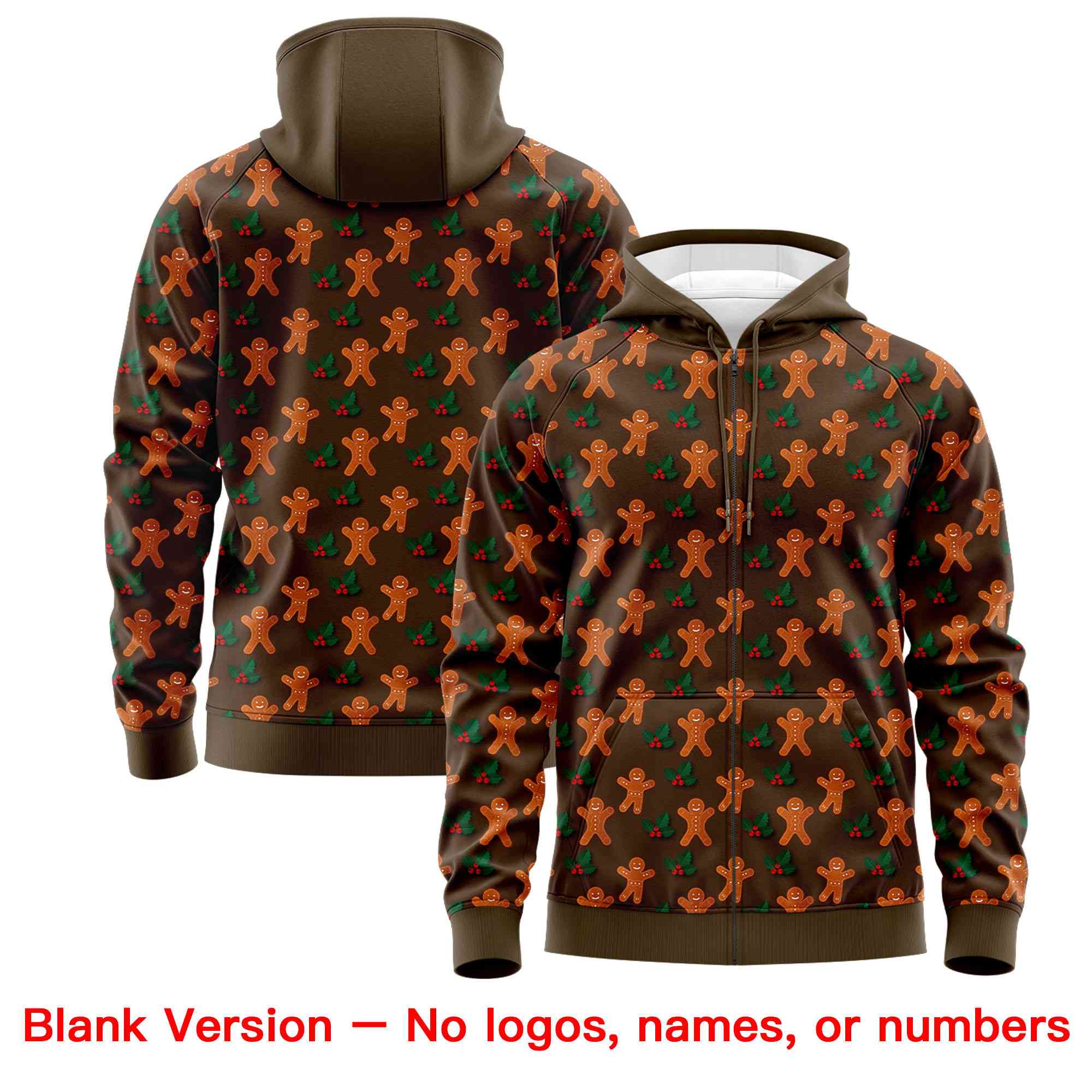 Custom Light Brown Kelly Green Christmas Graffiti Pattern Athletic Pullover Hoodie| KXKSHOP