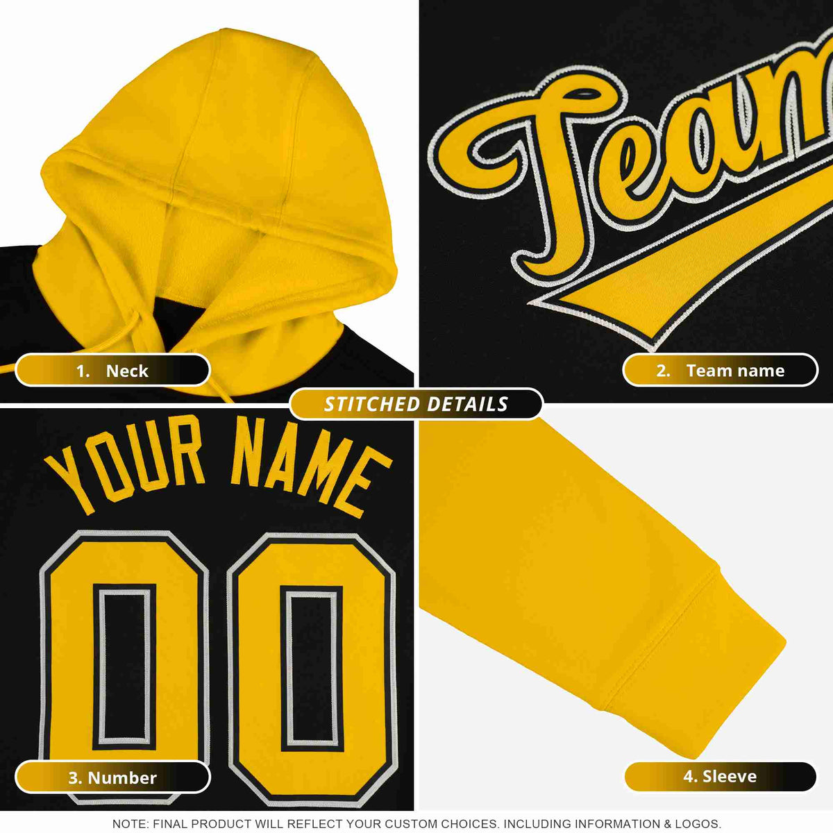 Custom Gold White Christmas Graffiti Pattern Athletic Pullover Hoodie