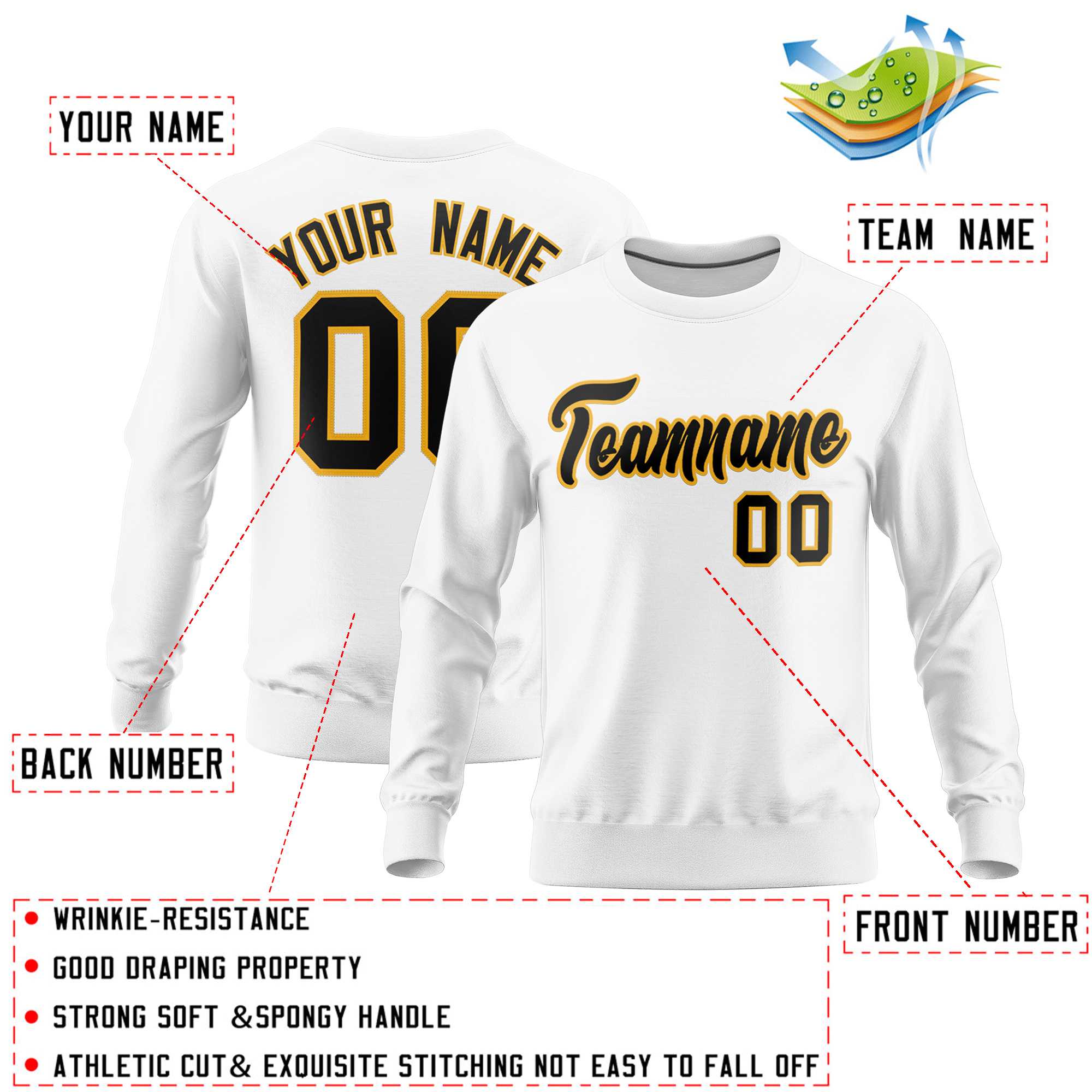 Custom White Classic Style Personalized Uniform Pullover Hoodie