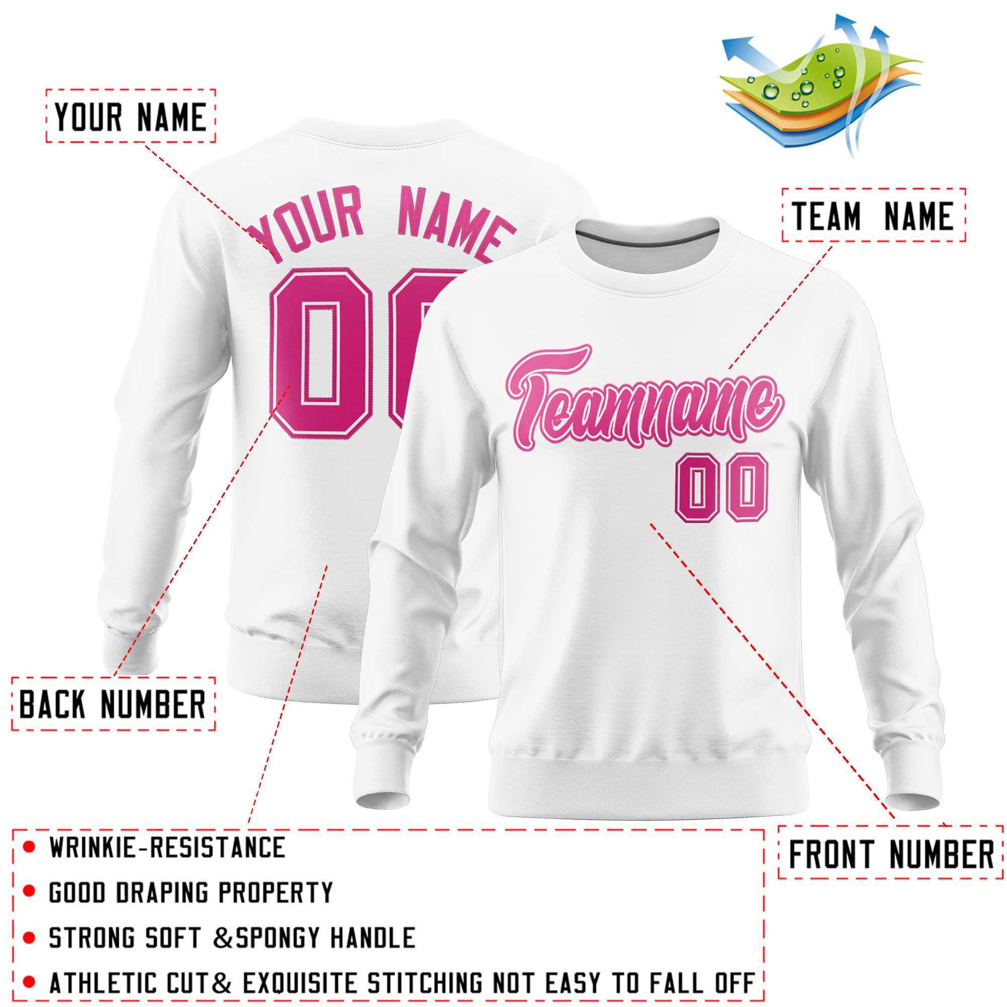 Custom White Classic Style Personalized Uniform Pullover Hoodie