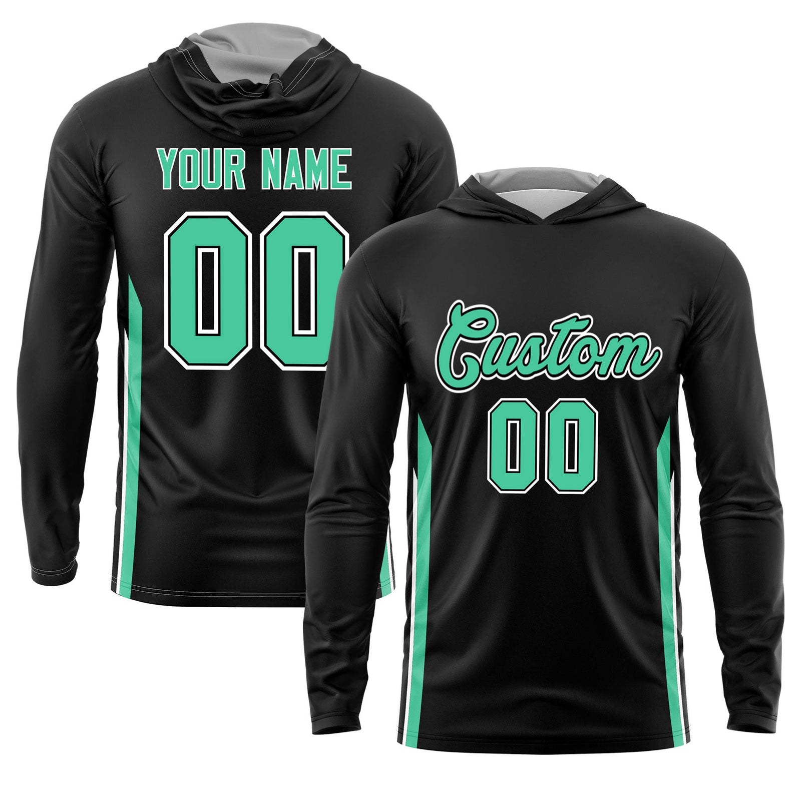 Custom Black Bright green Basketball Shooting Shirt Performance Training Lightweight Hoodie| KXKSHOP