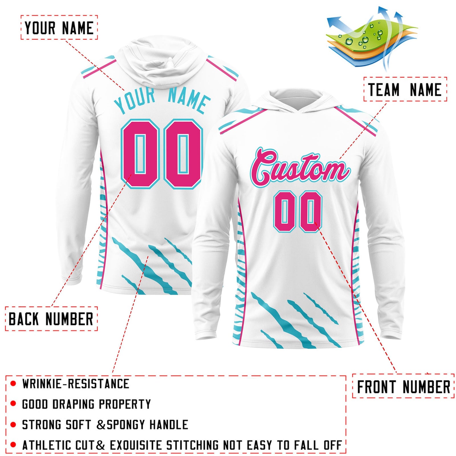 Custom White Basketball Shooting Shirt Performance Training Lightweight Hoodie| KXKSHOP