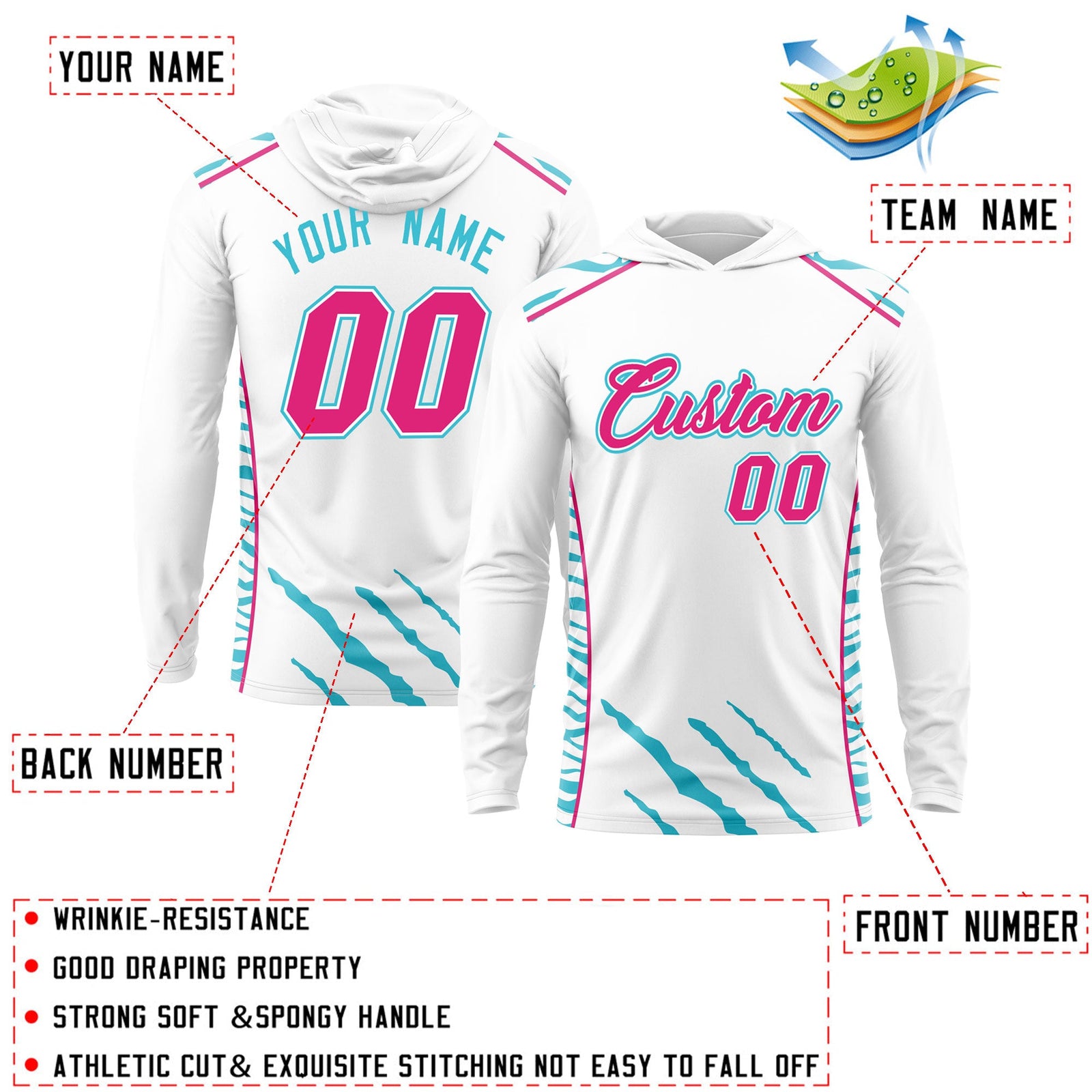 Custom White Basketball Shooting Shirt Performance Training Lightweight Hoodie| KXKSHOP