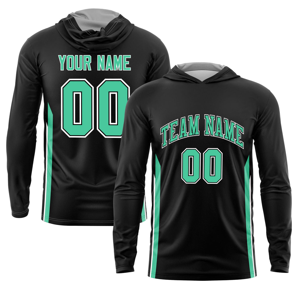 Custom Black Bright green Basketball Shooting Shirt Performance Training Lightweight Hoodie| KXKSHOP