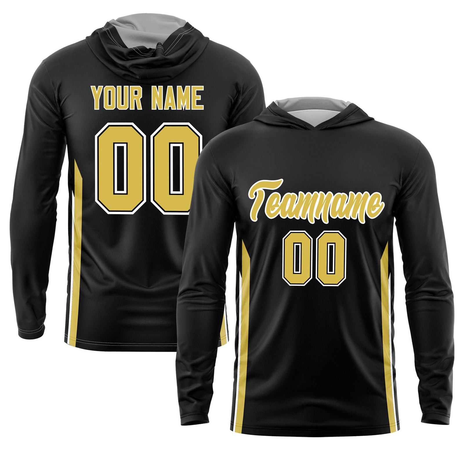 Custom Black Gold Basketball Shooting Shirt Performance Training Lightweight Hoodie| KXKSHOP