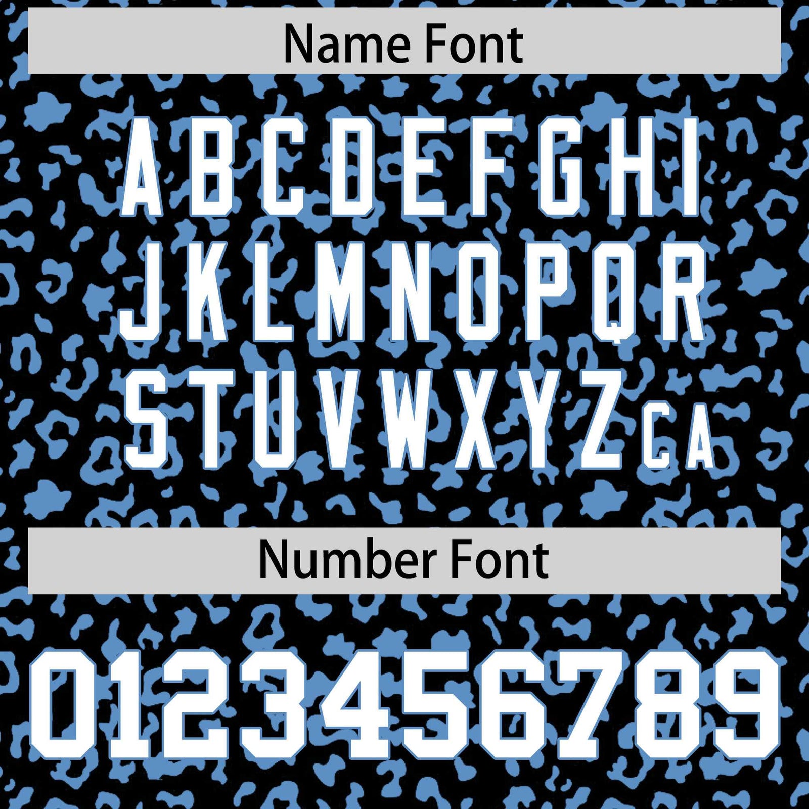 Custom Black Light Blue Varsity Full-Zip Letterman Leopard Print Hoodie Jacket