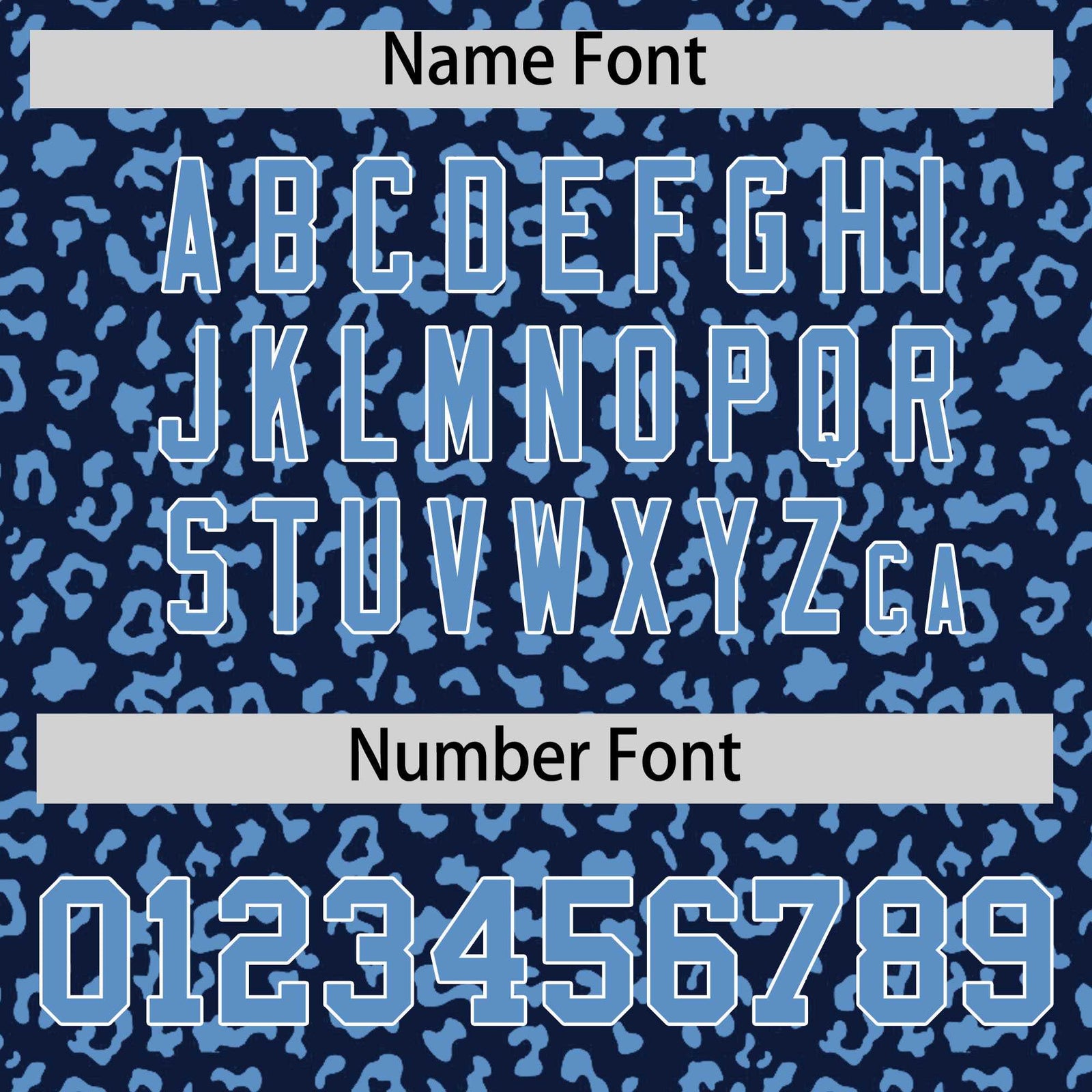 Custom Navy Light Blue Varsity Full-Zip Letterman Leopard Print Hoodie Jacket