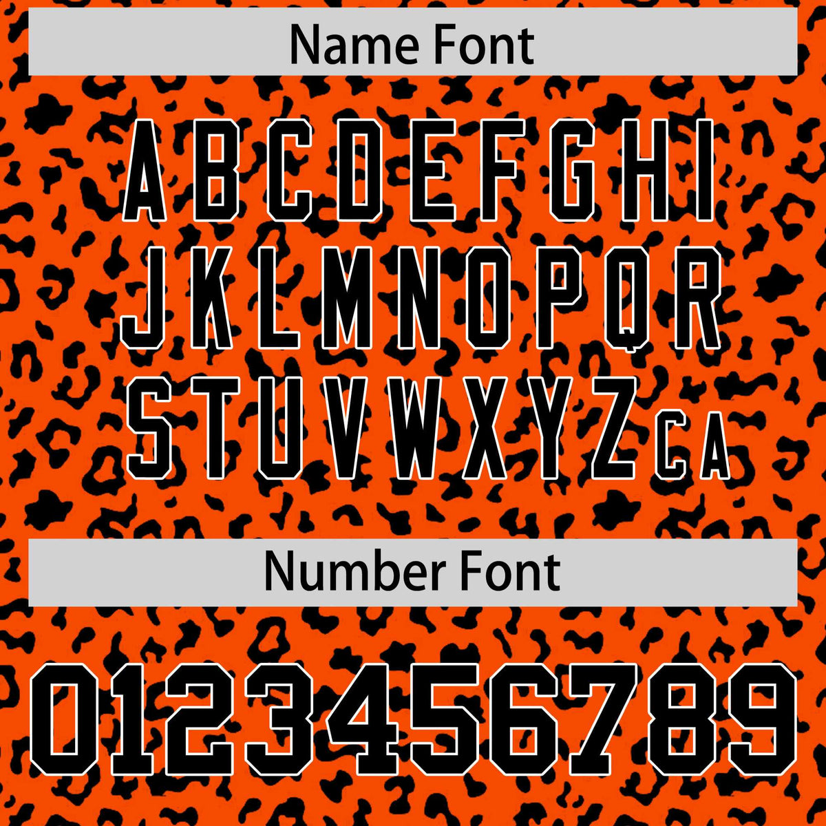 Custom Orange Black Varsity Full-Zip Letterman Leopard Print Hoodie Jacket