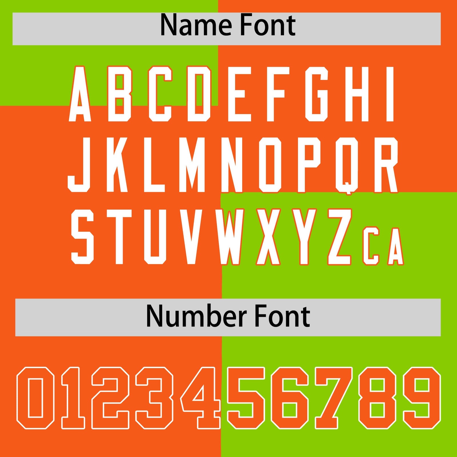 Custom Orange Neon Green Varsity Full-Snap Four Squares Color Block Letterman Hoodie Jacket