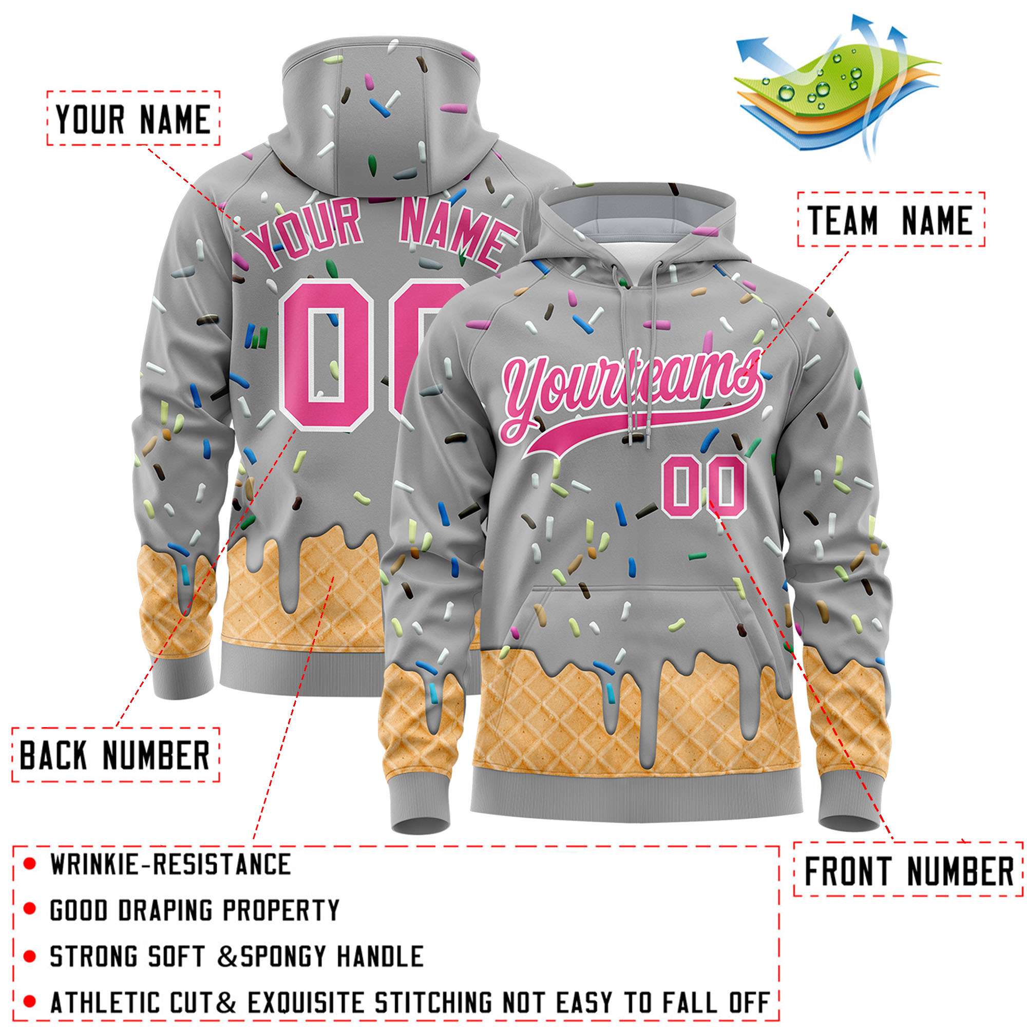 Custom Silver Graffiti Pattern Fashion Hoodie Athletic Pullover Sweatshirt