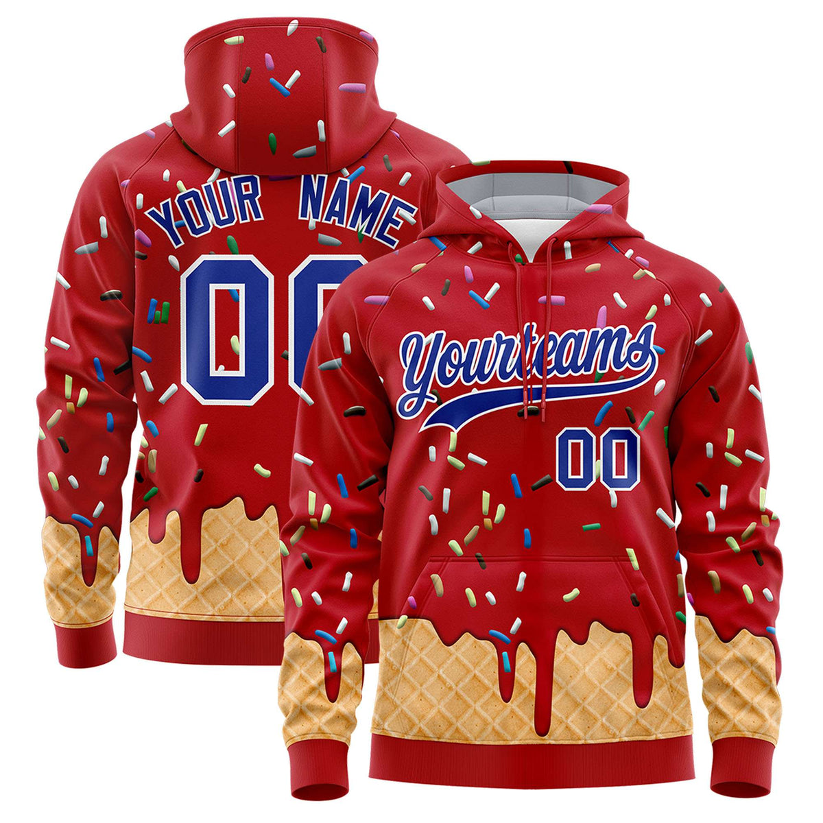 Custom Red Graffiti Pattern Fashion Hoodie Athletic Pullover Sweatshirt