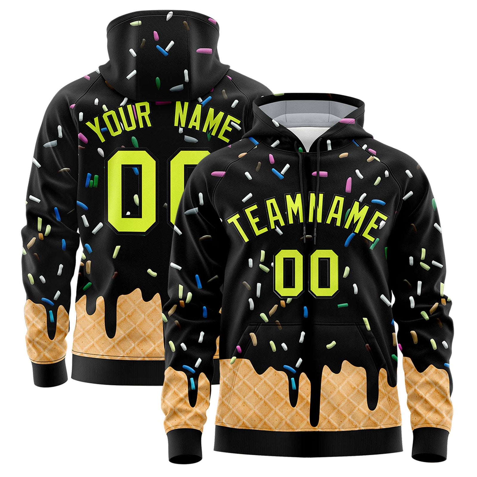 Custom Black Graffiti Pattern Fashion Hoodie Athletic Pullover Sweatshirt