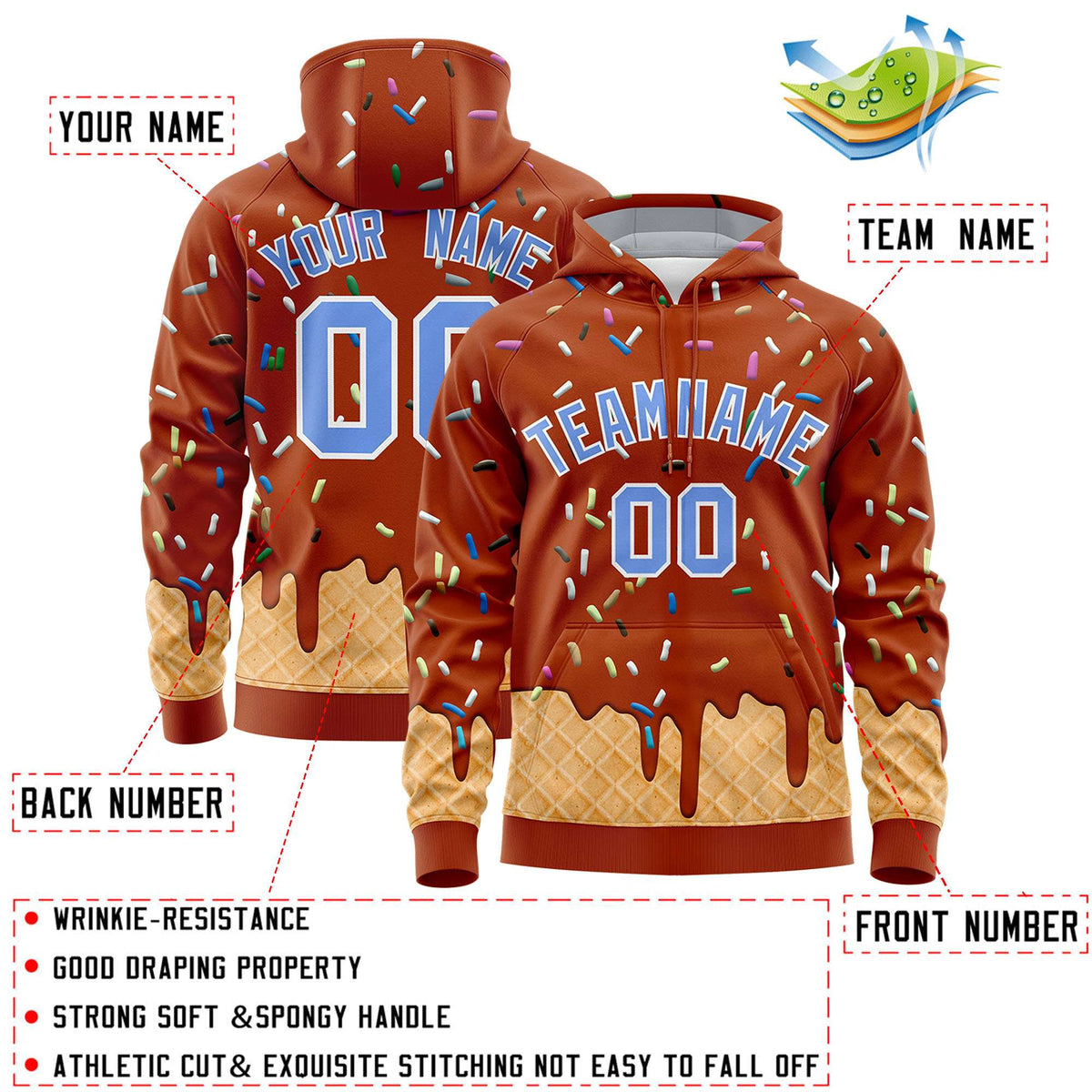 Custom Texas Orange Graffiti Pattern Fashion Hoodie Athletic Pullover Sweatshirt