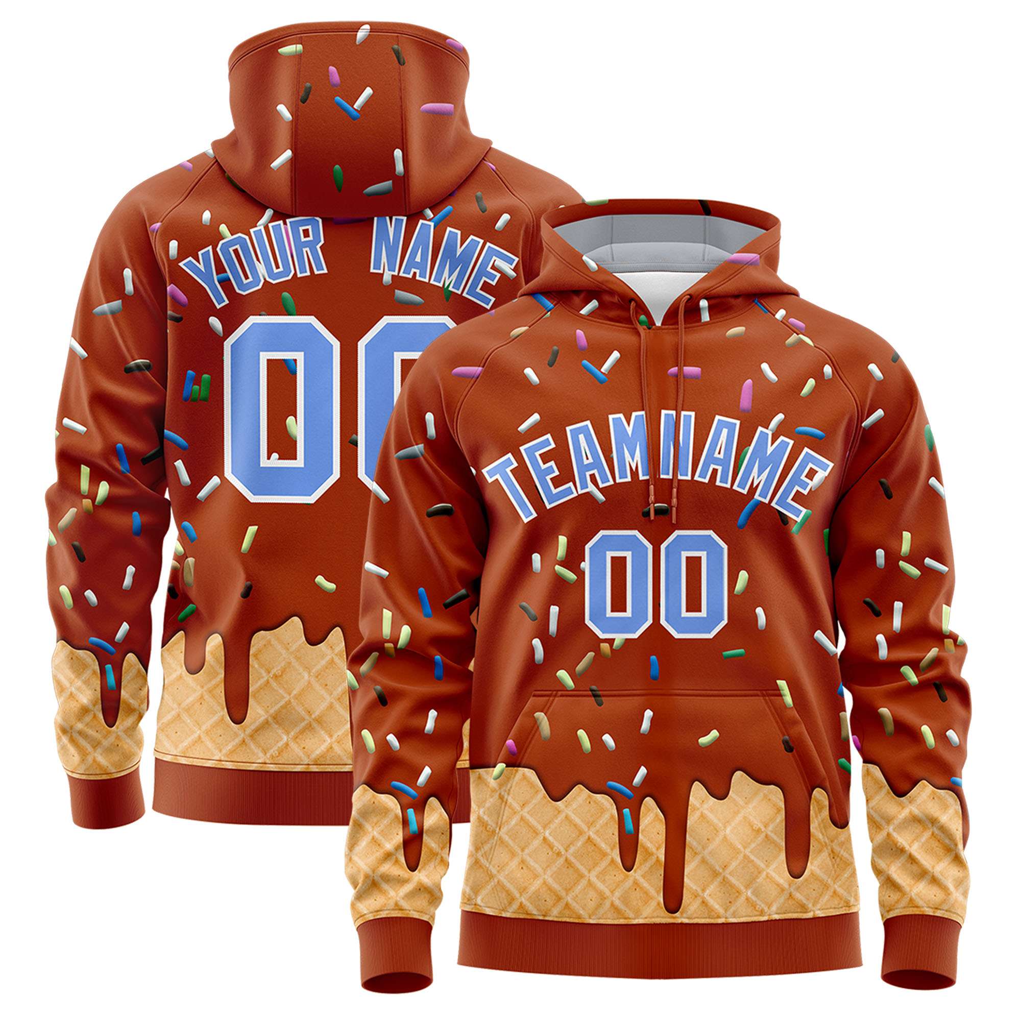 Custom Texas Orange Graffiti Pattern Fashion Hoodie Athletic Pullover Sweatshirt