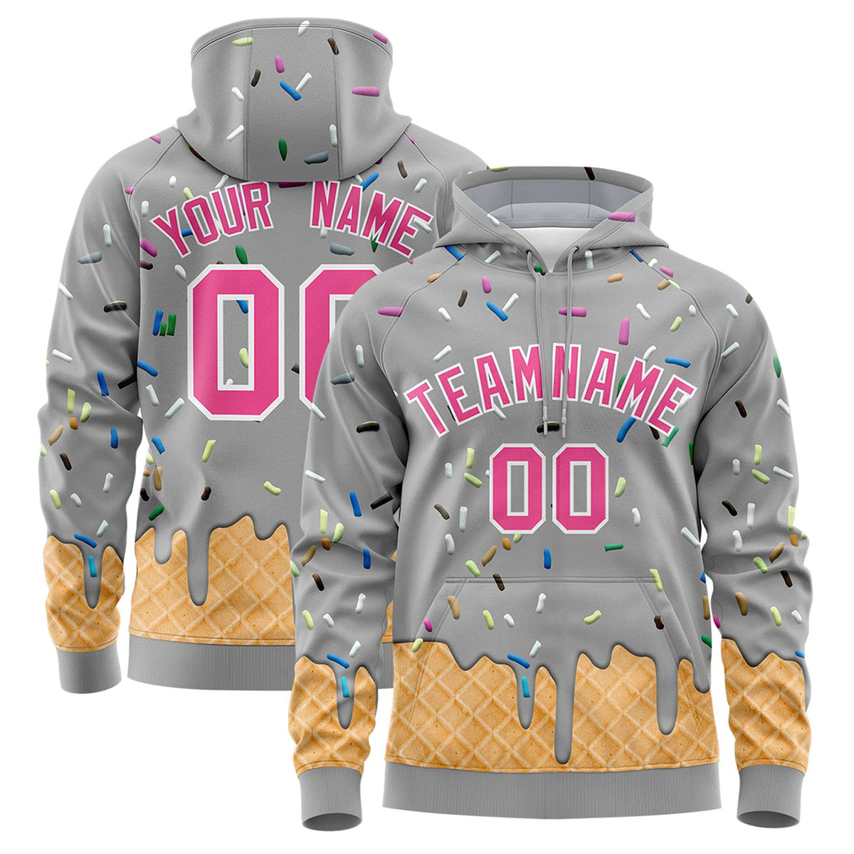Custom Silver Graffiti Pattern Fashion Hoodie Athletic Pullover Sweatshirt