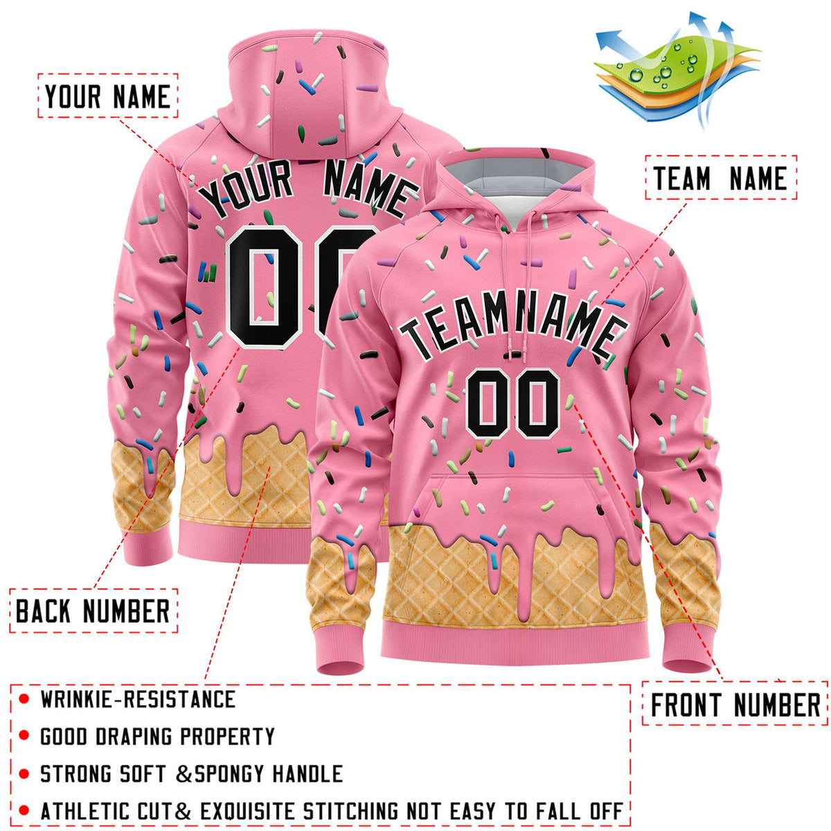 Custom Light Pink Graffiti Pattern Fashion Hoodie Athletic Pullover Sweatshirt