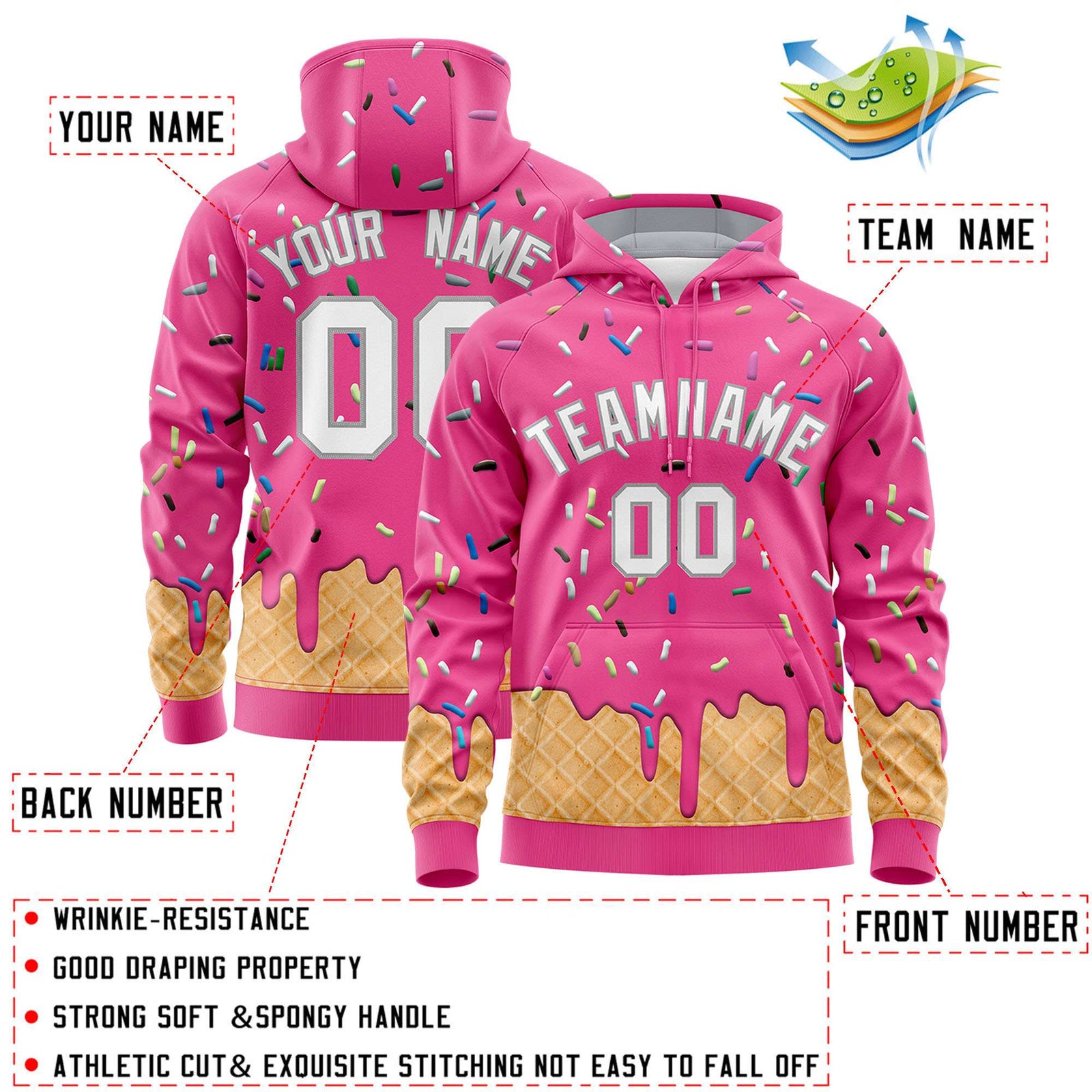 Custom Pink Graffiti Pattern Fashion Hoodie Athletic Pullover Sweatshirt