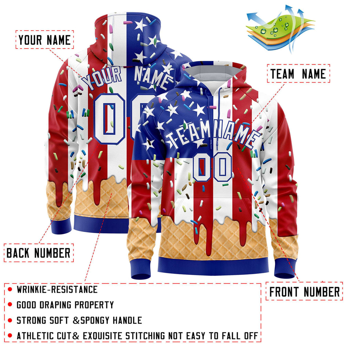 Custom Rainbow Graffiti Pattern Fashion Hoodie Athletic Pullover Sweatshirt