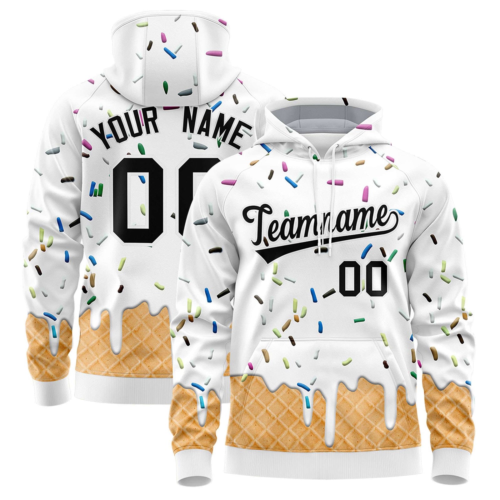 Custom White Graffiti Pattern Fashion Hoodie Athletic Pullover Sweatshirt