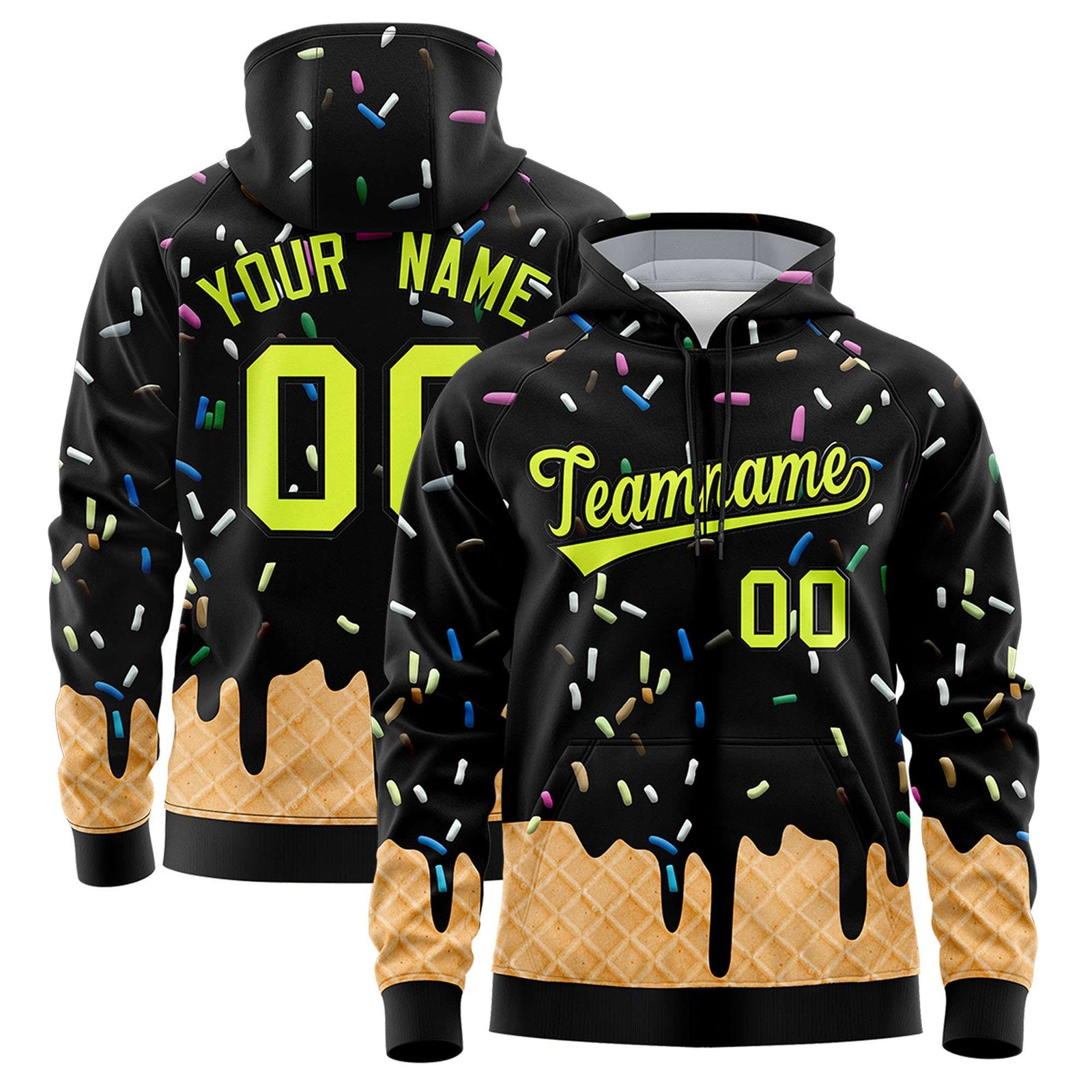 Custom Black Graffiti Pattern Fashion Hoodie Athletic Pullover Sweatshirt