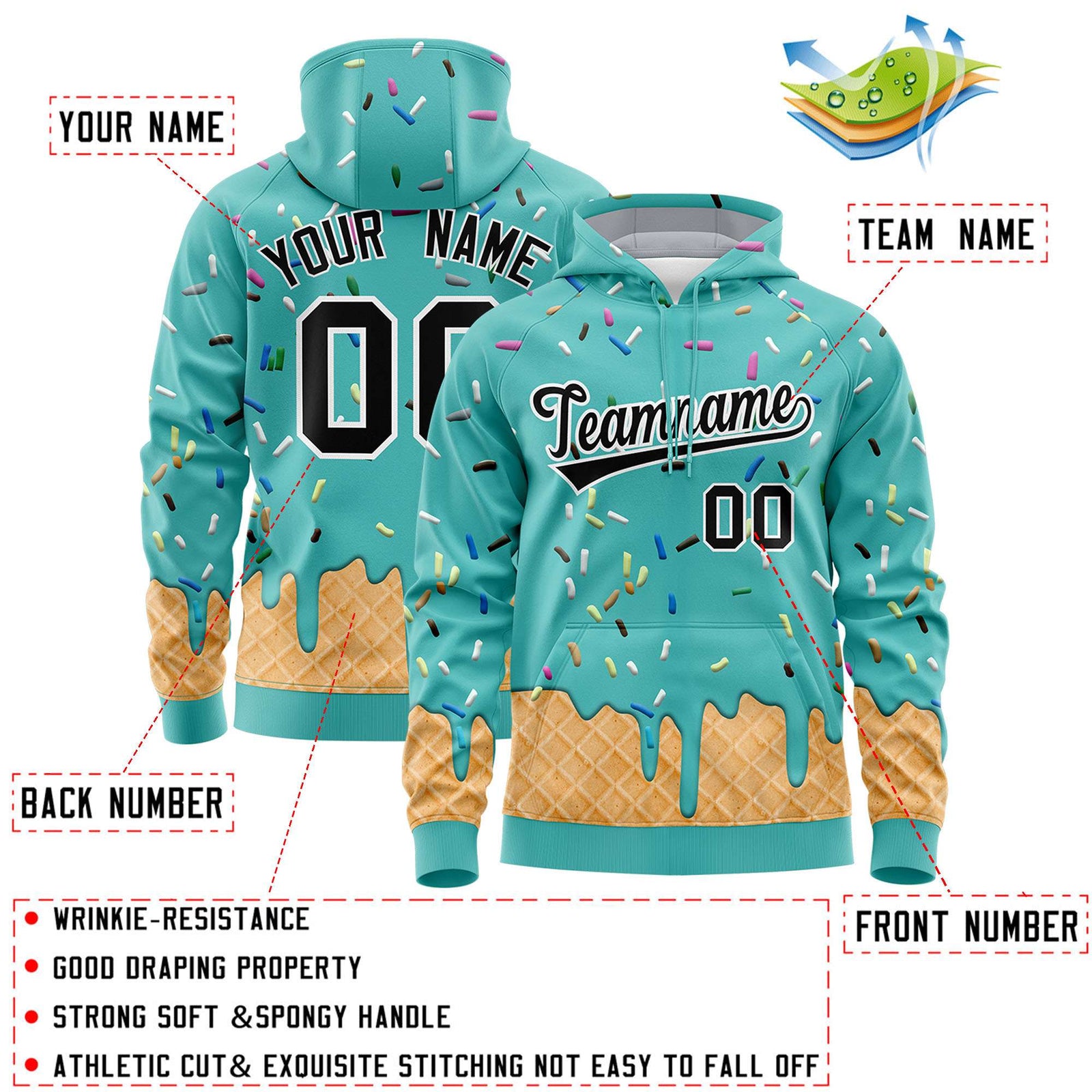 Custom Bright Green Graffiti Pattern Fashion Hoodie Athletic Pullover Sweatshirt