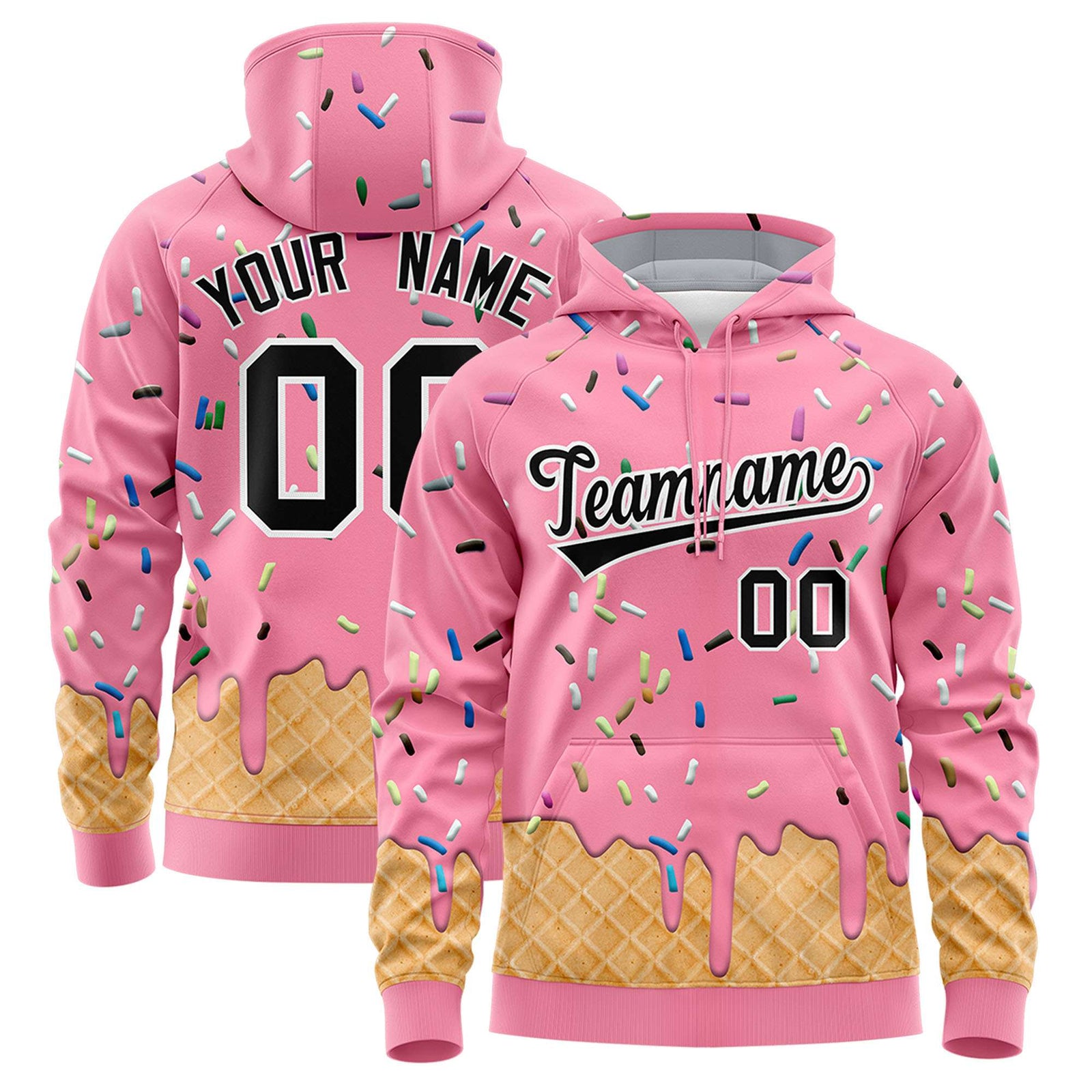 Custom Light Pink Graffiti Pattern Fashion Hoodie Athletic Pullover Sweatshirt
