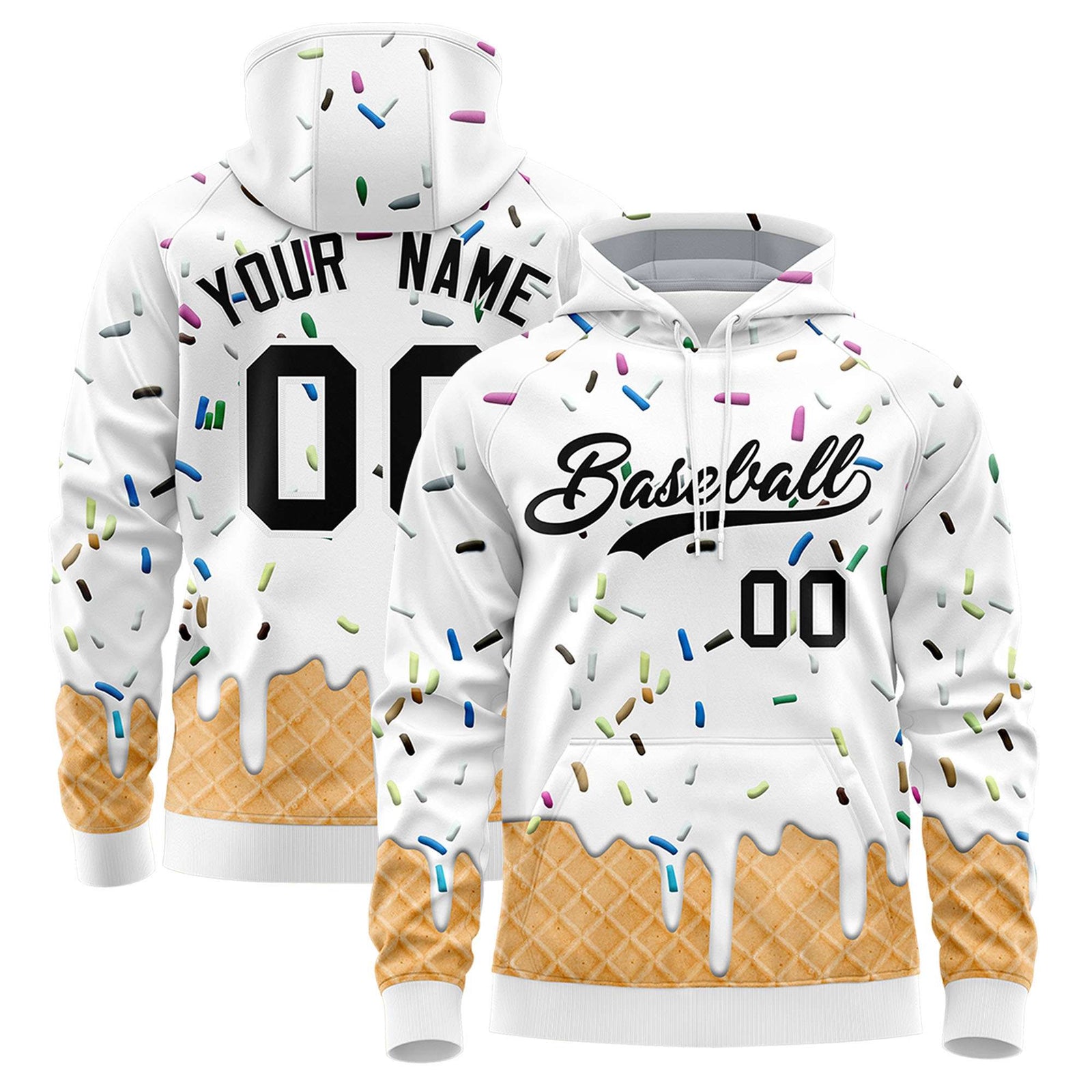 Custom White Graffiti Pattern Fashion Hoodie Athletic Pullover Sweatshirt