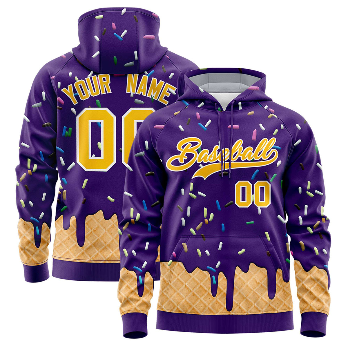 Custom Purple Graffiti Pattern Fashion Hoodie Athletic Pullover Sweatshirt