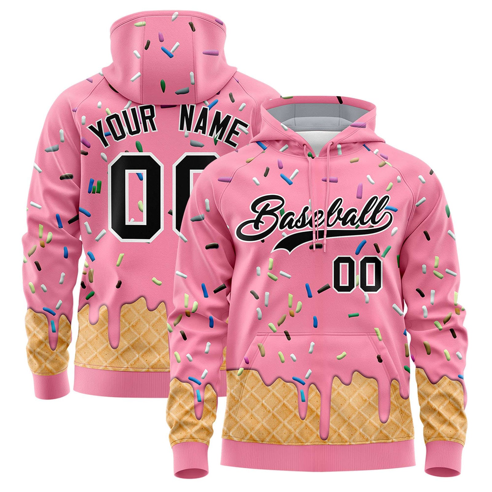 Custom Light Pink Graffiti Pattern Fashion Hoodie Athletic Pullover Sweatshirt