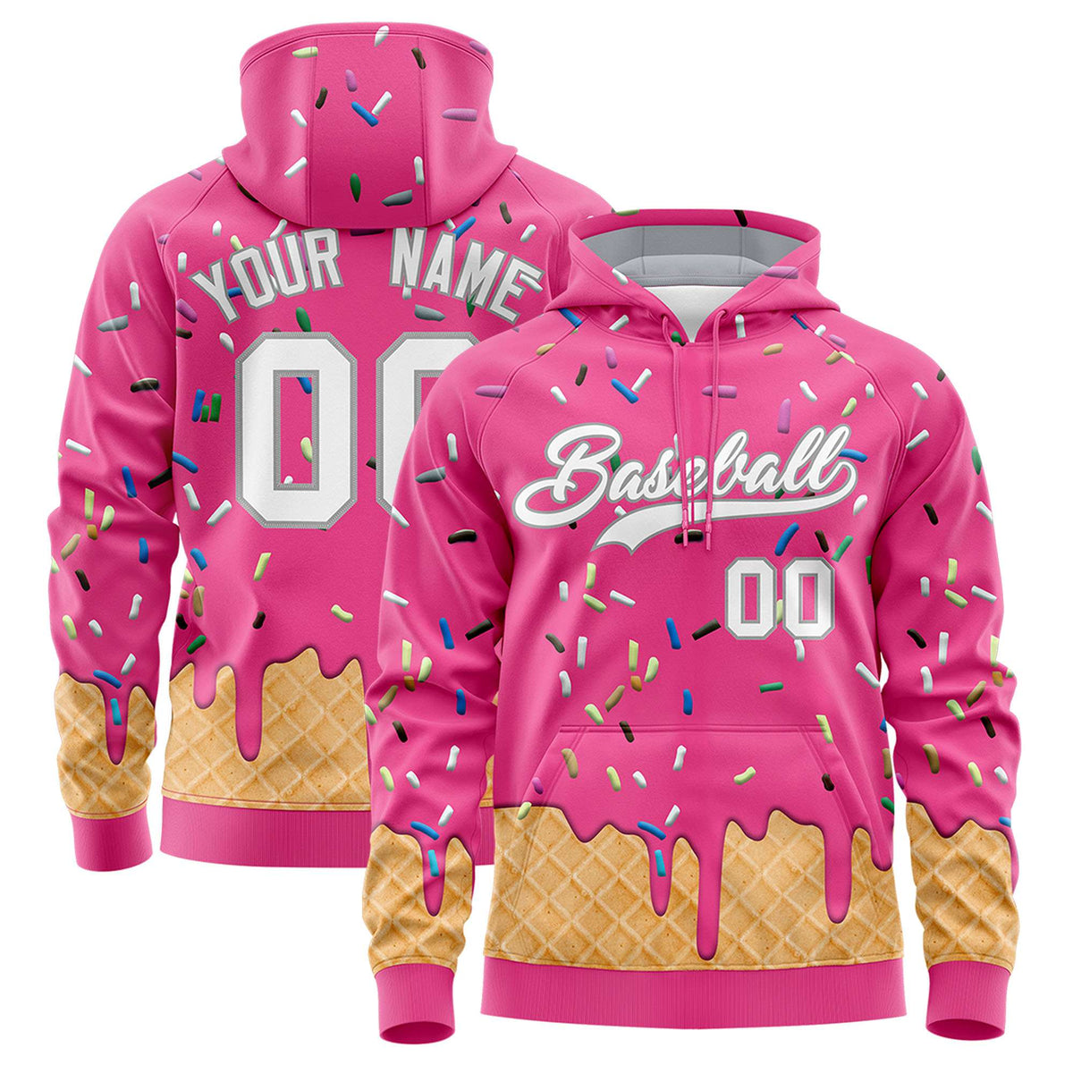 Custom Pink Graffiti Pattern Fashion Hoodie Athletic Pullover Sweatshirt