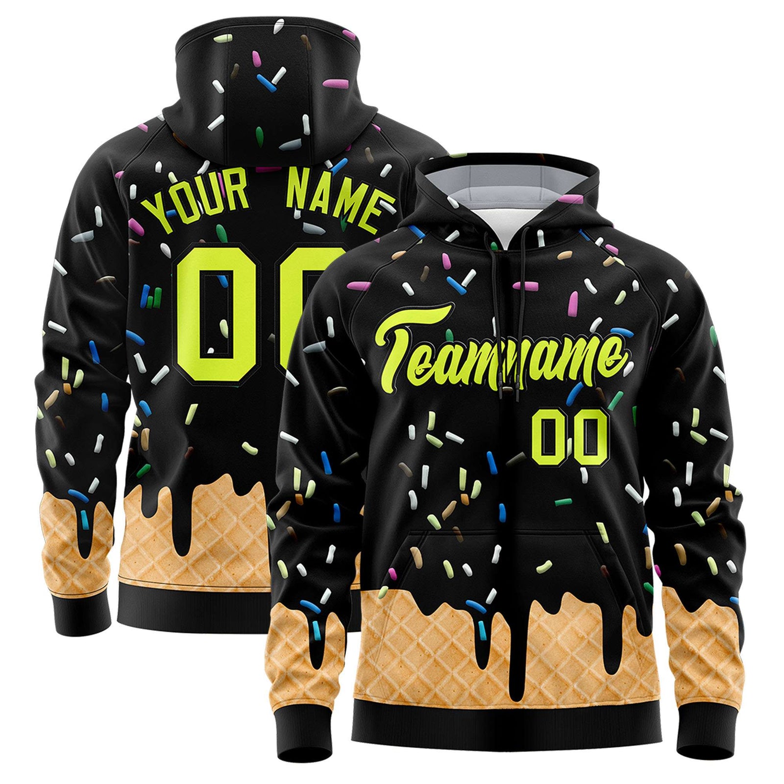 Custom Black Graffiti Pattern Fashion Hoodie Athletic Pullover Sweatshirt