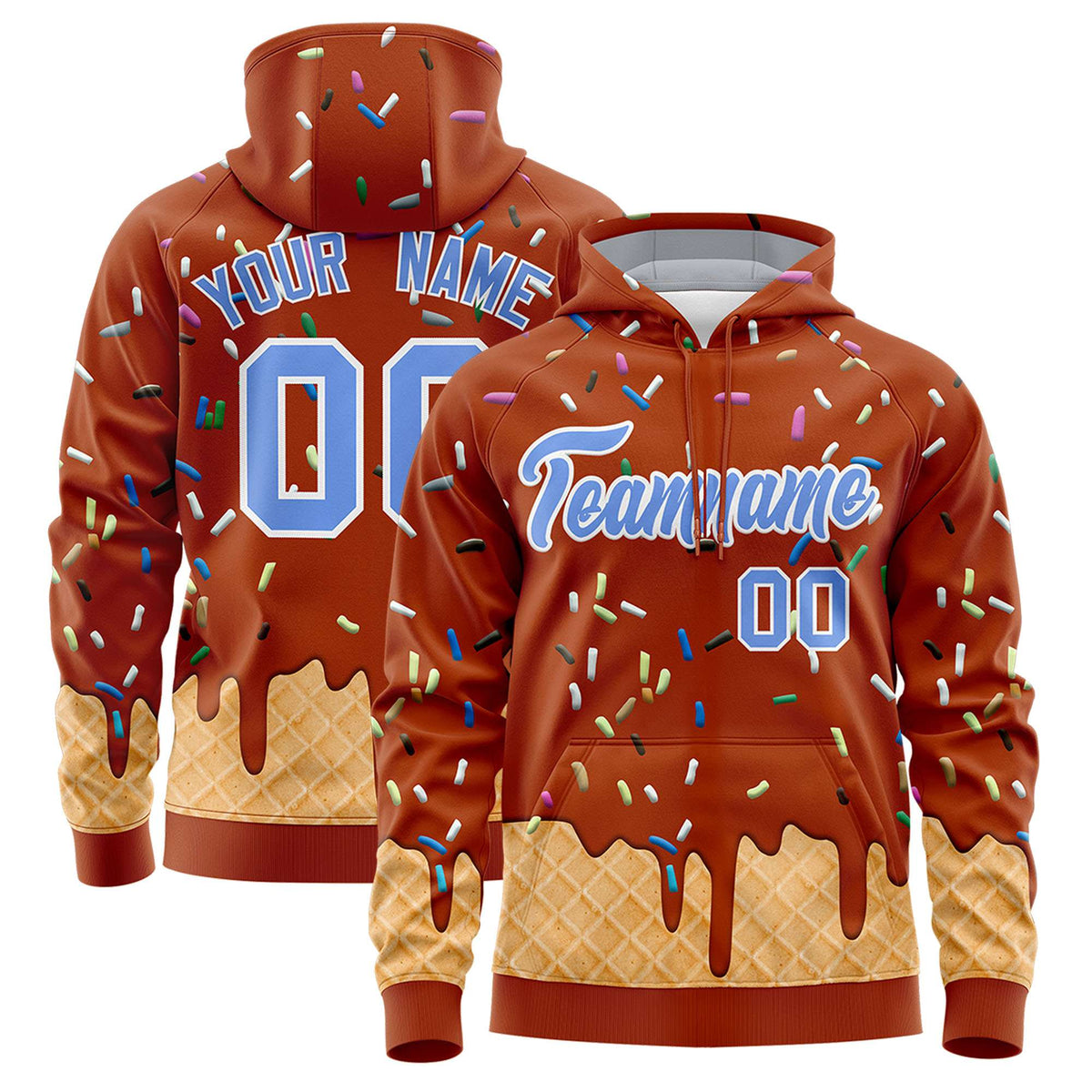 Custom Texas Orange Graffiti Pattern Fashion Hoodie Athletic Pullover Sweatshirt
